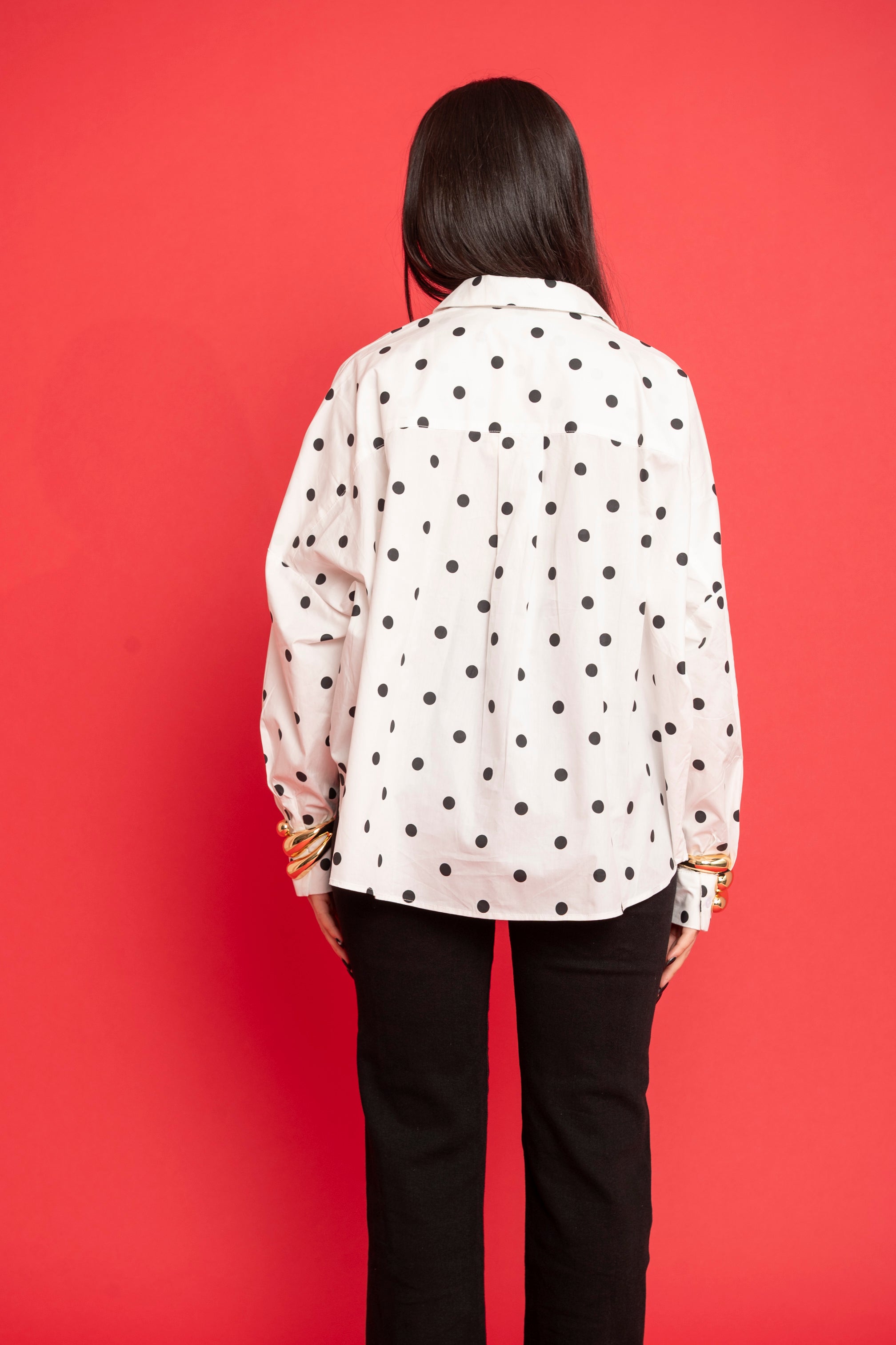 Camicia con arriccio pois