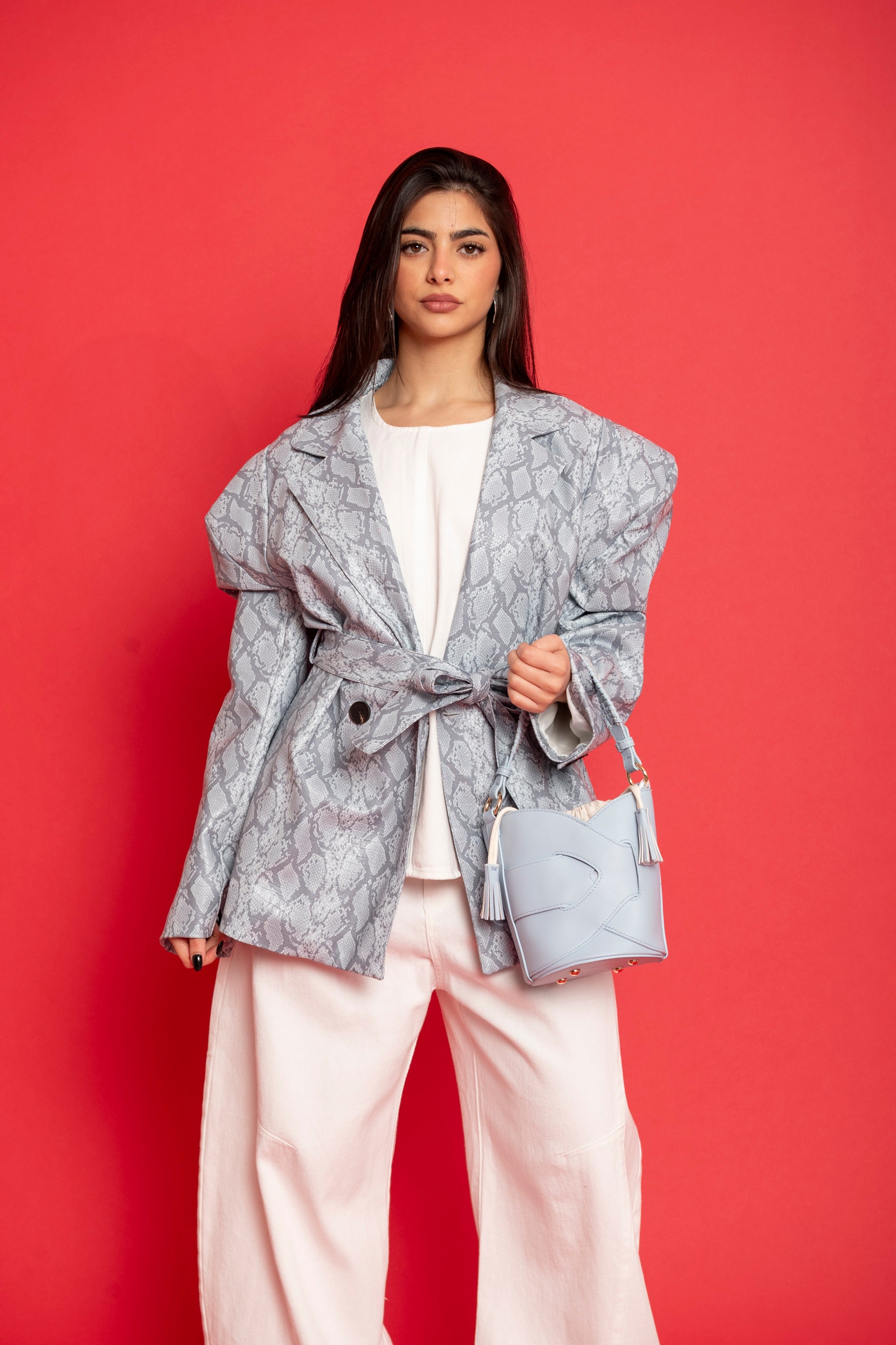 Giacca ecopelle pitonata