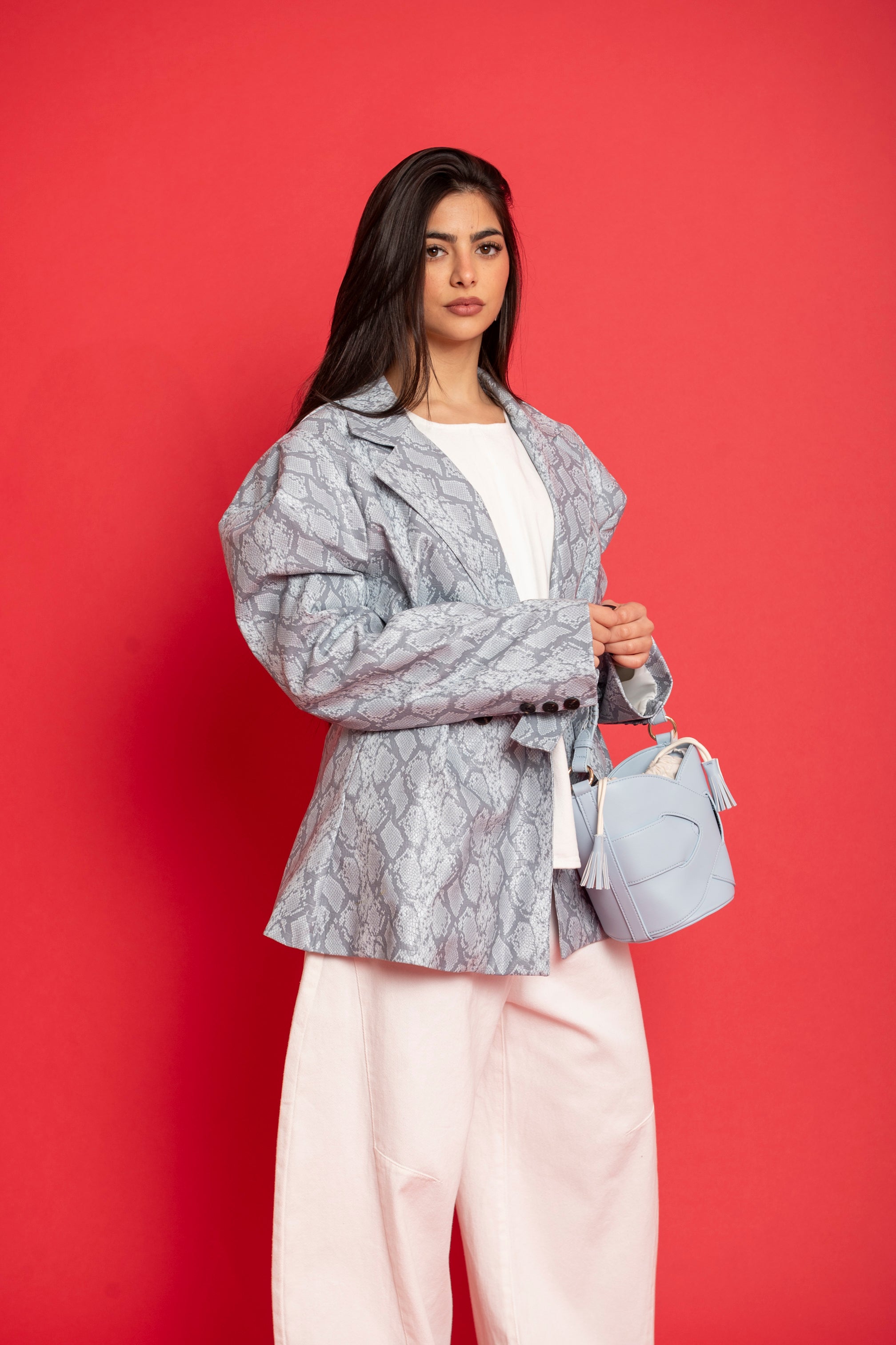 Giacca ecopelle pitonata