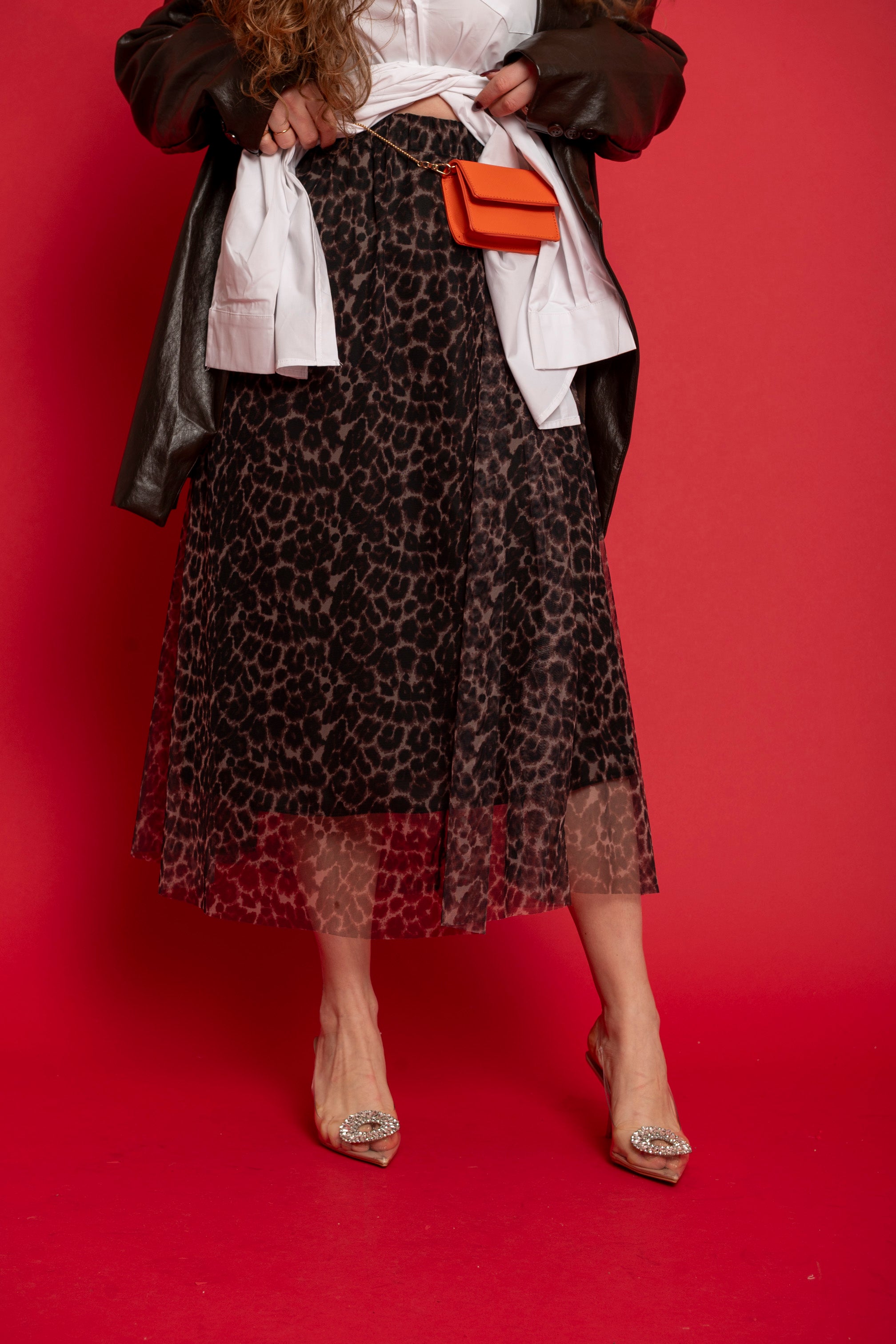 Gonna in tulle animalier