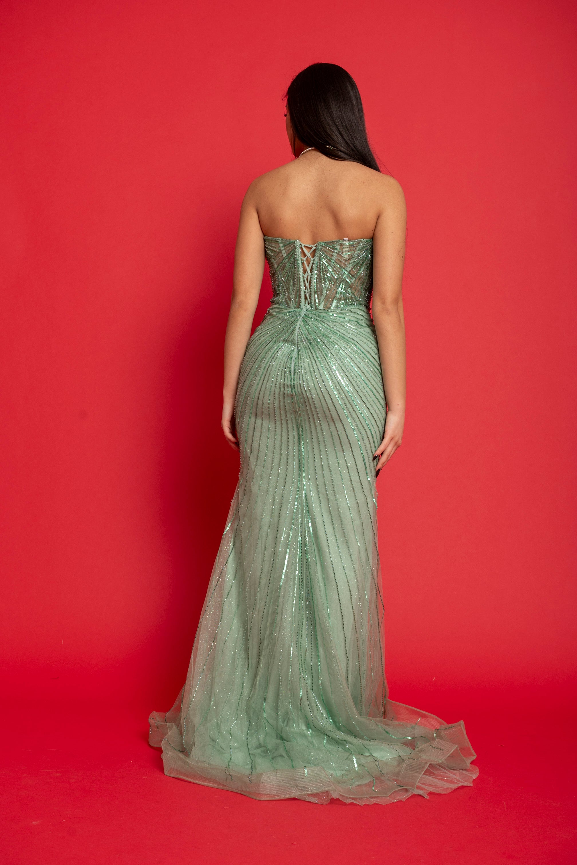 Abito cerimonia a sirena green