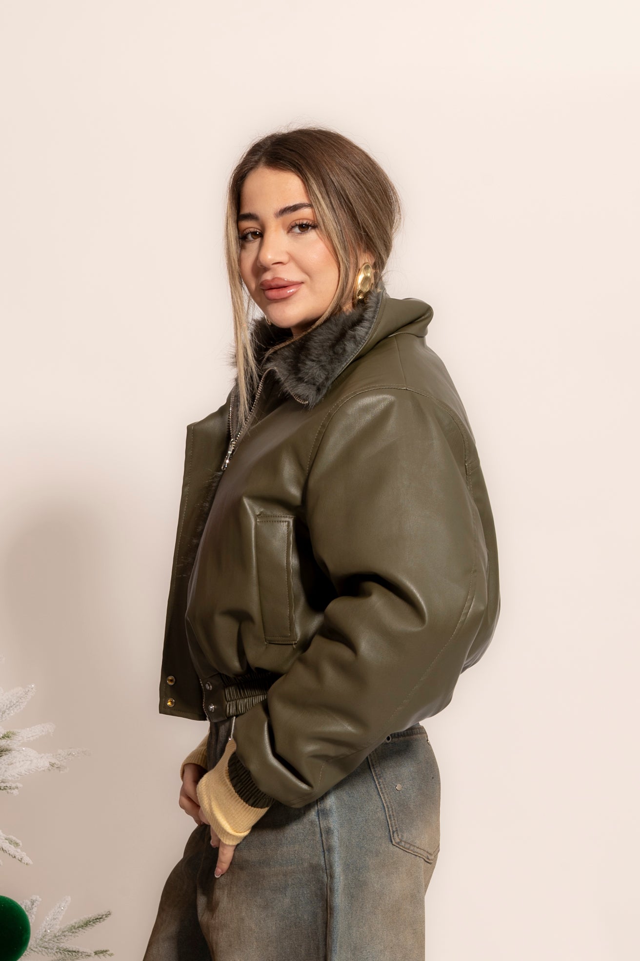 Bomber pelliccia green