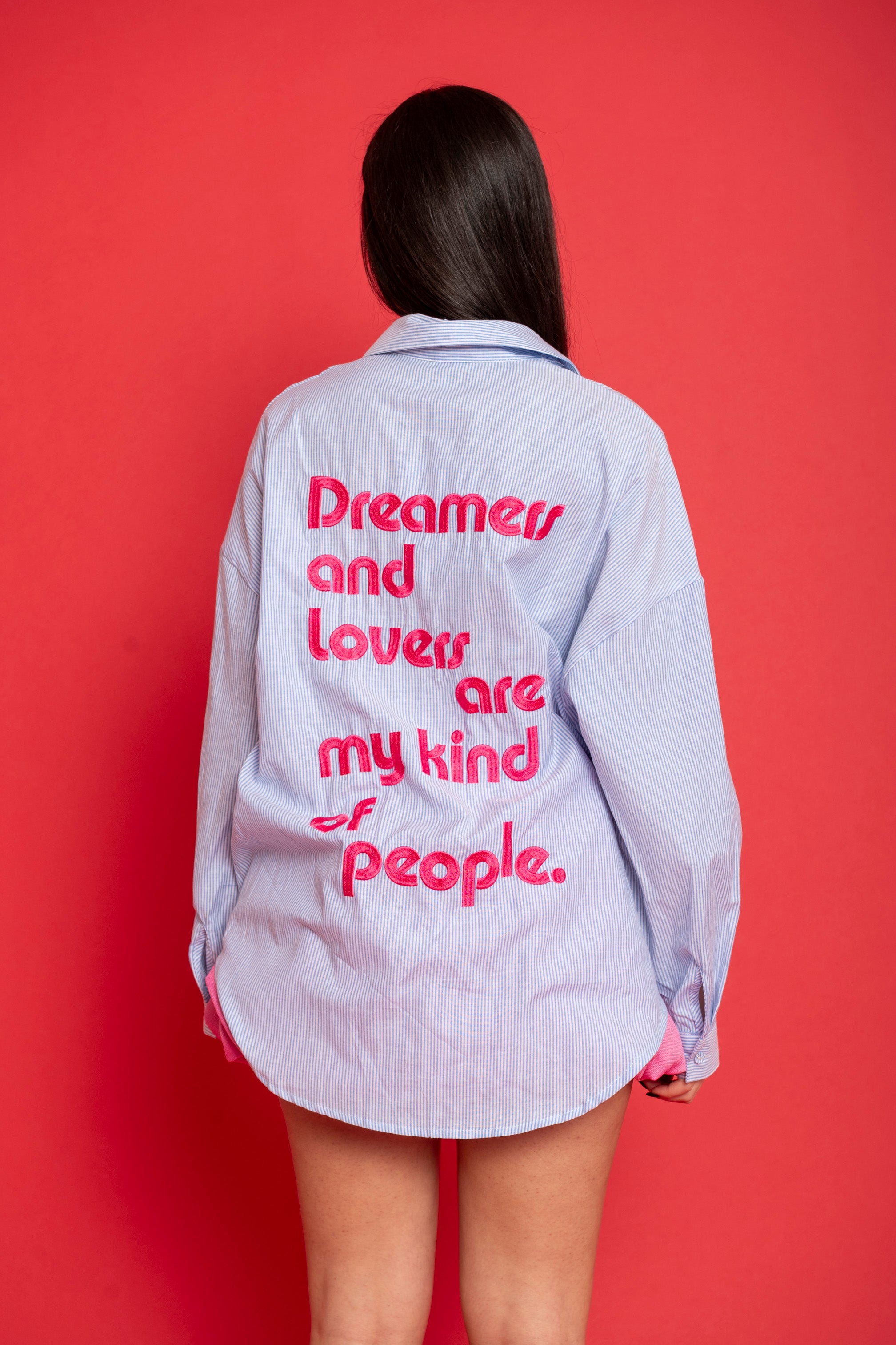 Camicia a righe con scritta