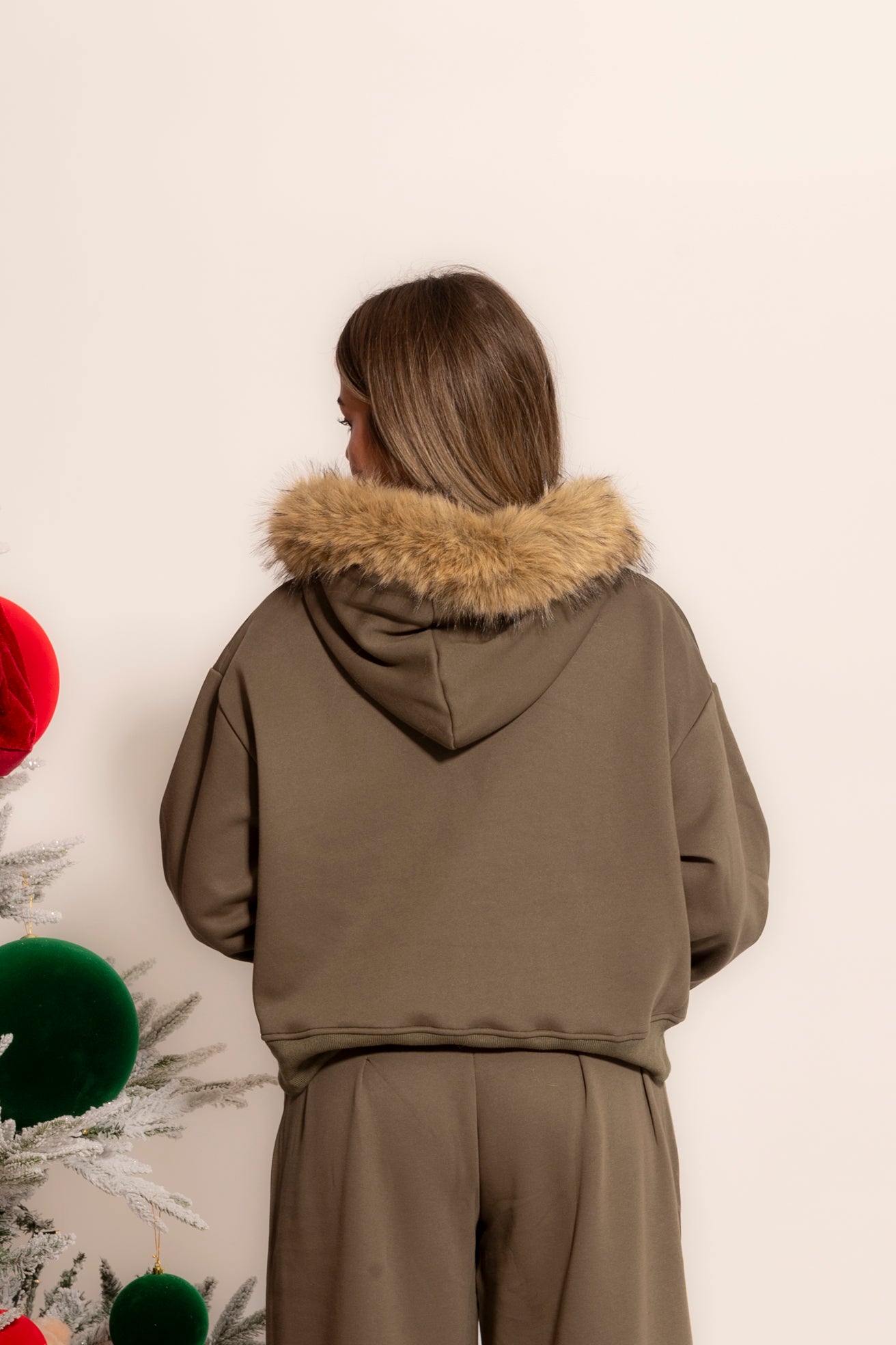 Felpa con cappuccio pelliccia