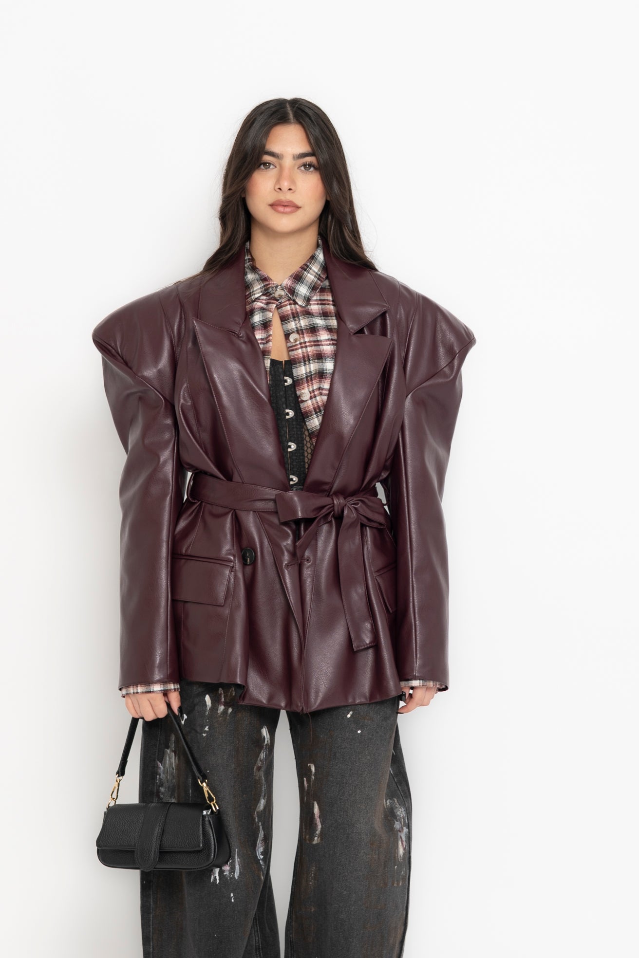 Giacca ecopelle bordeaux