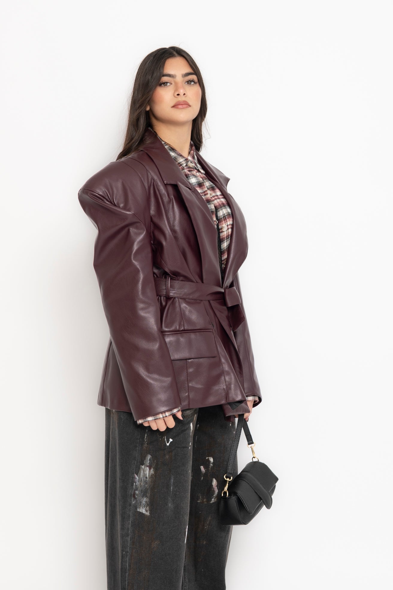 Giacca ecopelle bordeaux