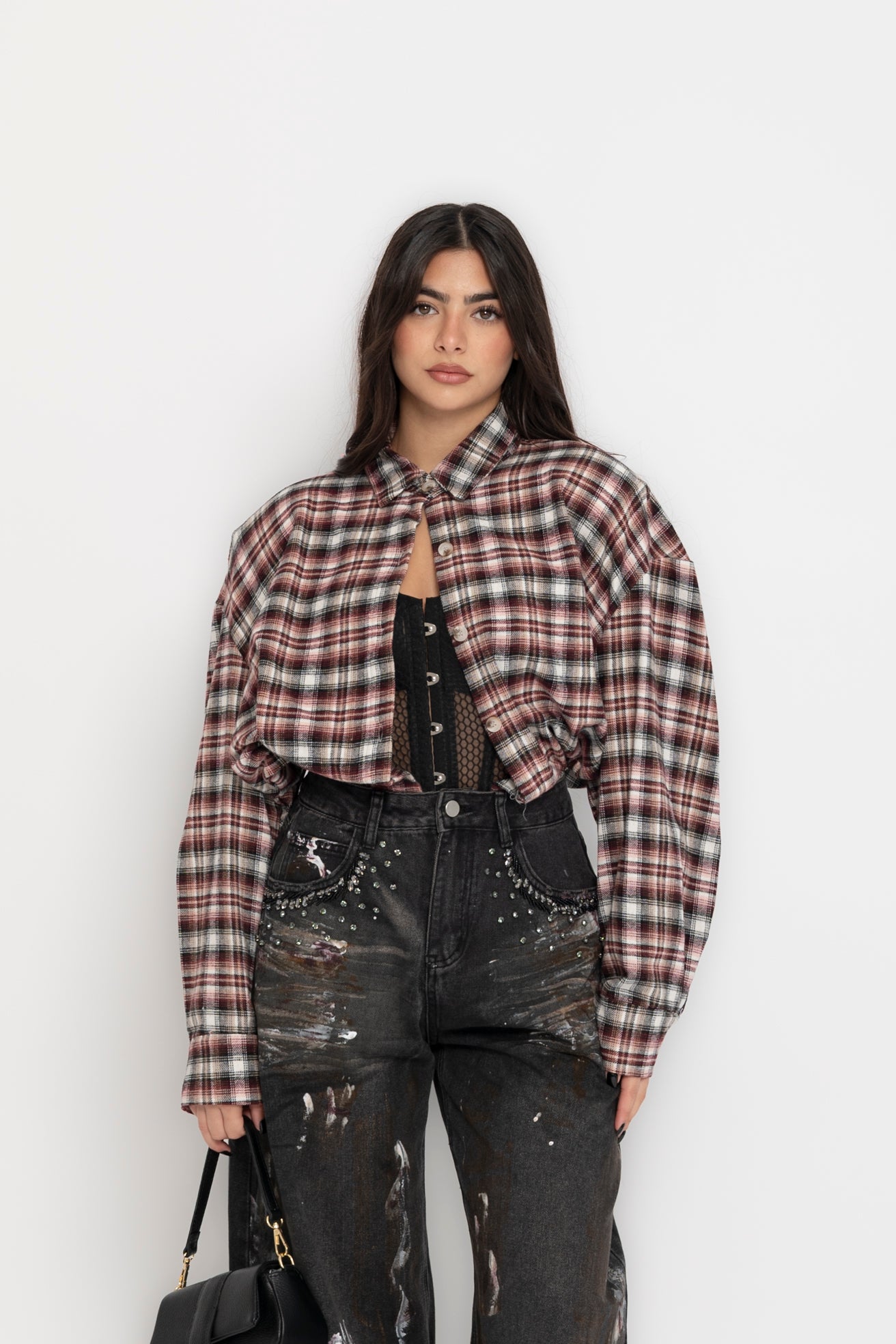 Camicia quadri bordeaux