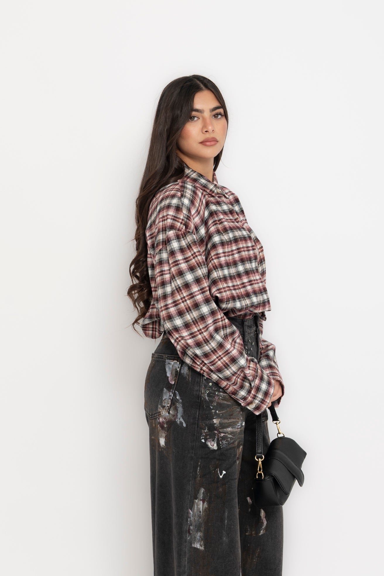 Camicia quadri bordeaux