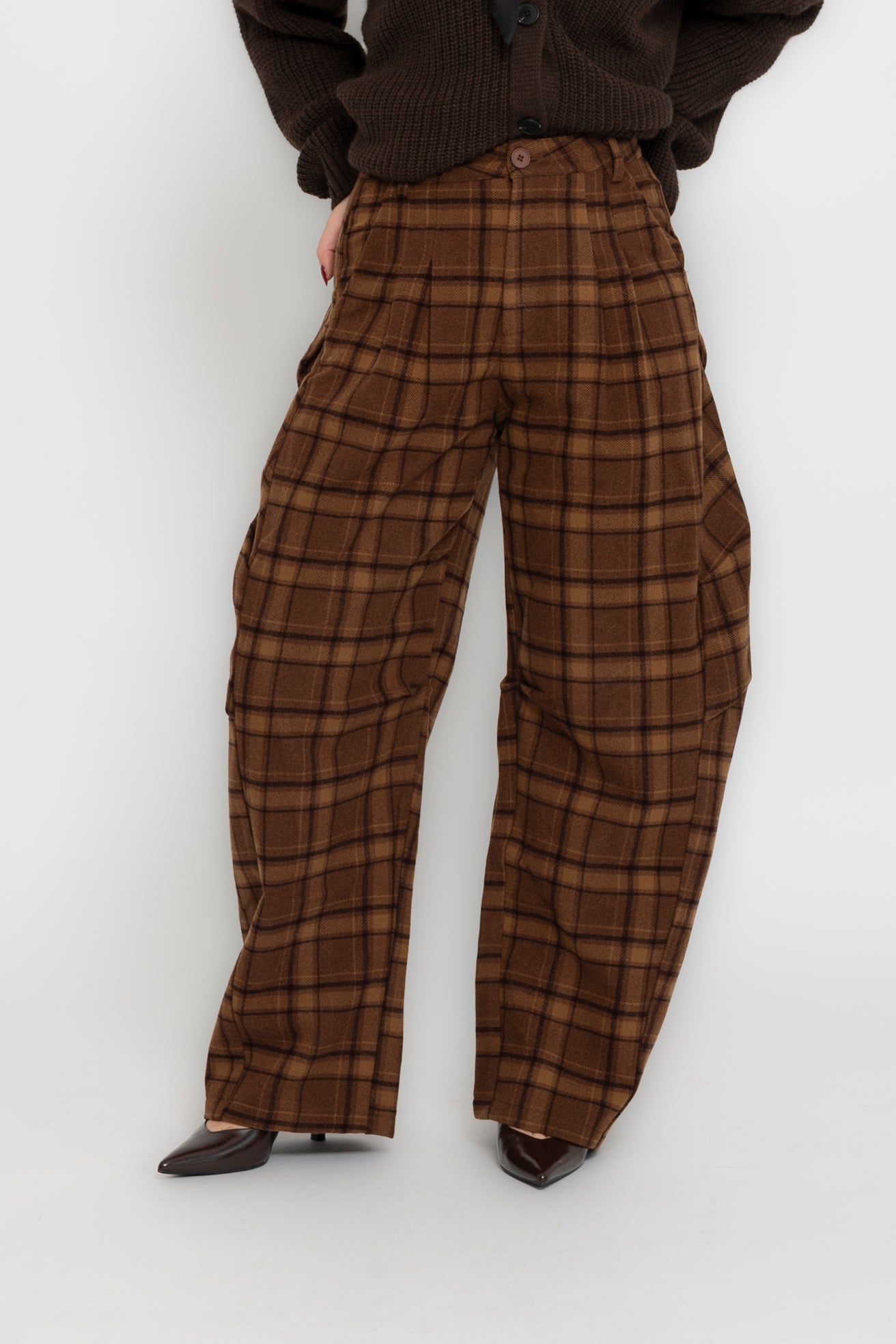 Pantalone ballon quadroni senape