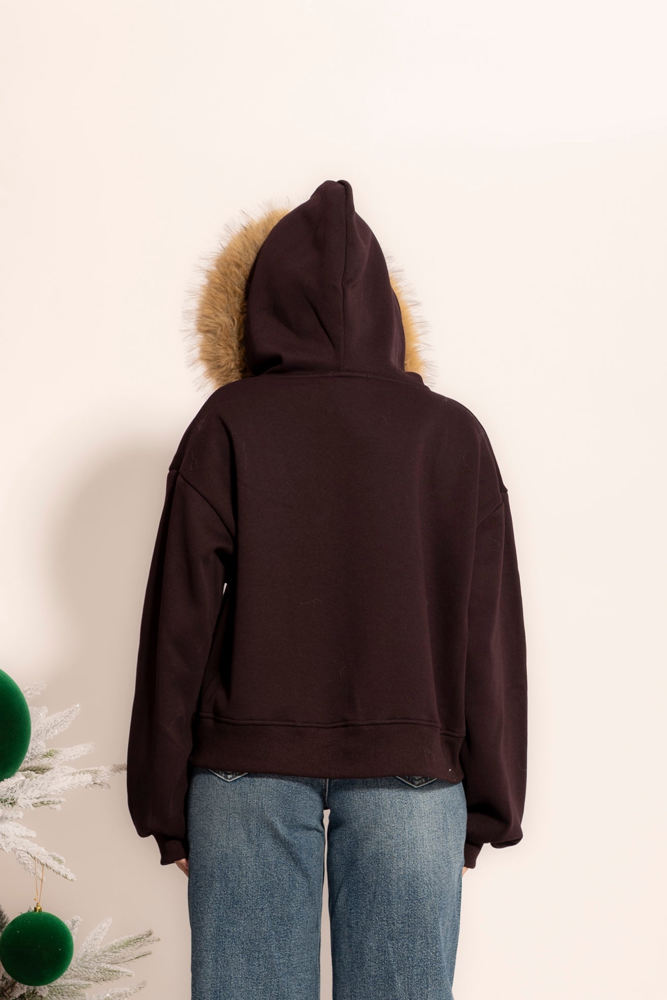 Felpa con cappuccio pelliccia