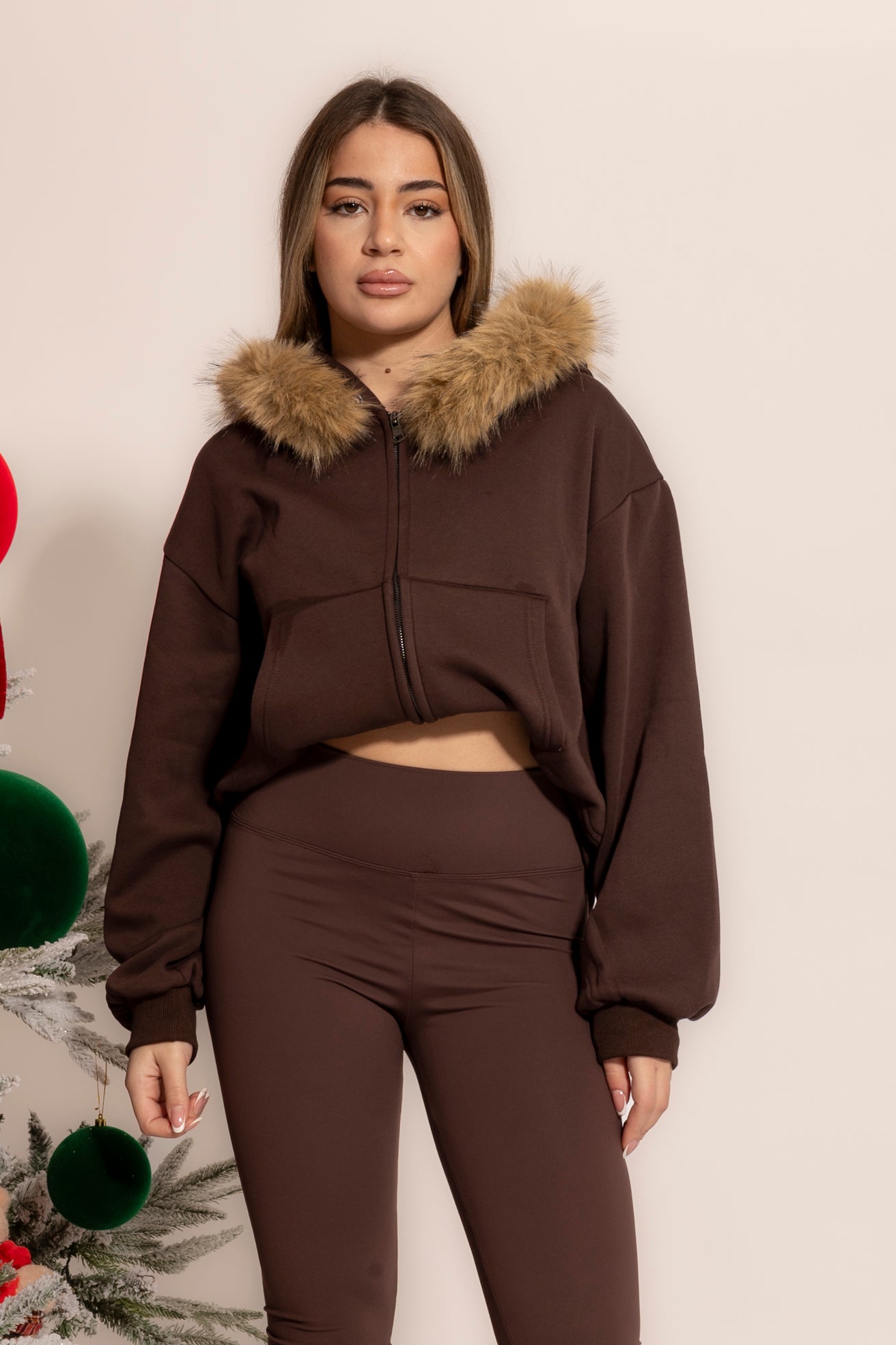 Felpa con cappuccio pelliccia