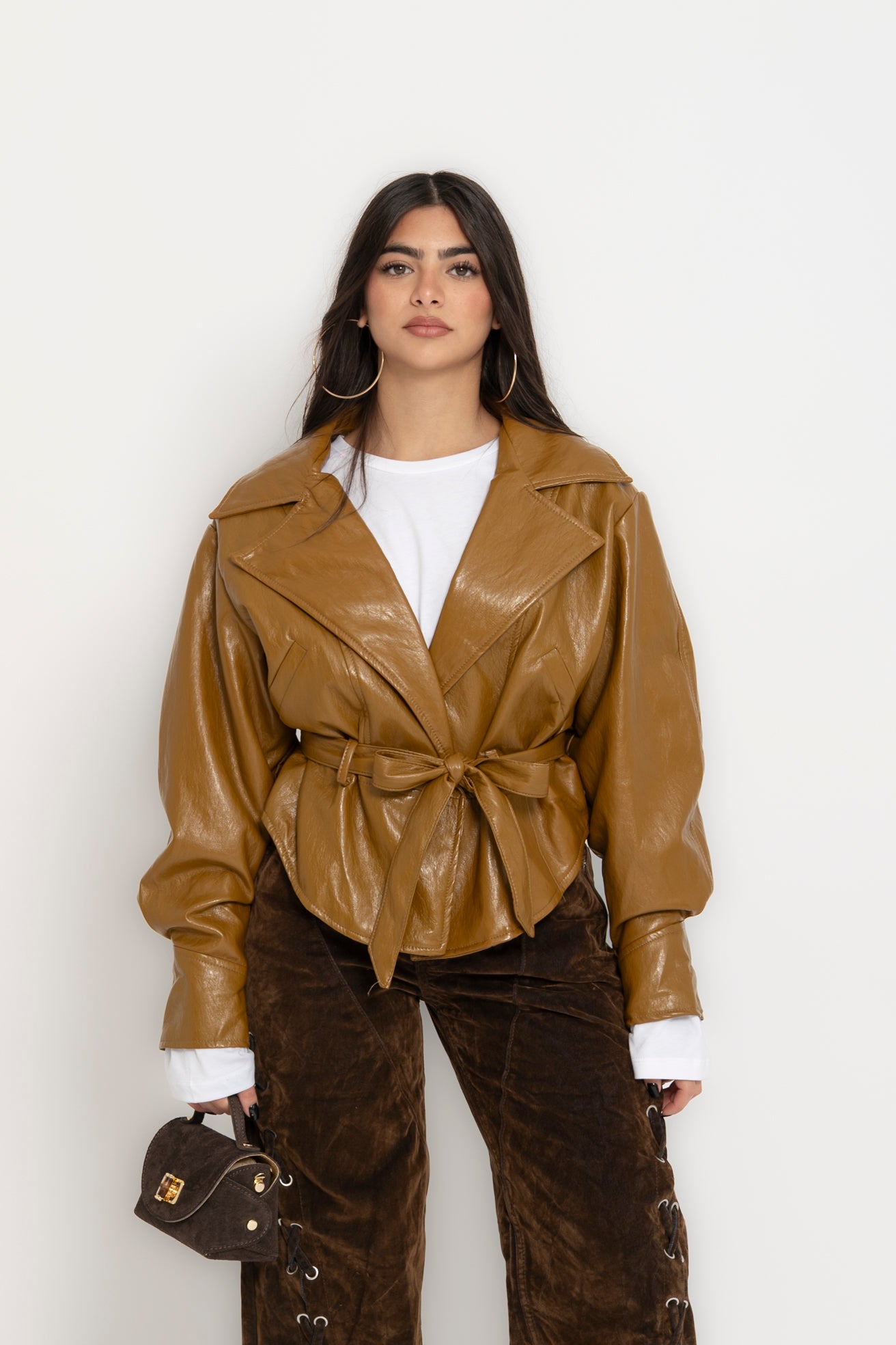 Giubbino in ecopelle senape