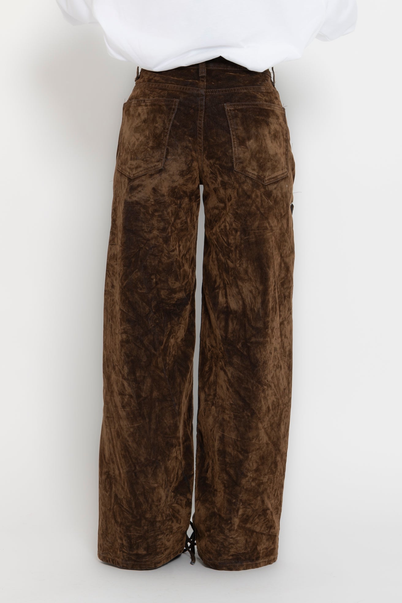 Jeans stringato in velluto