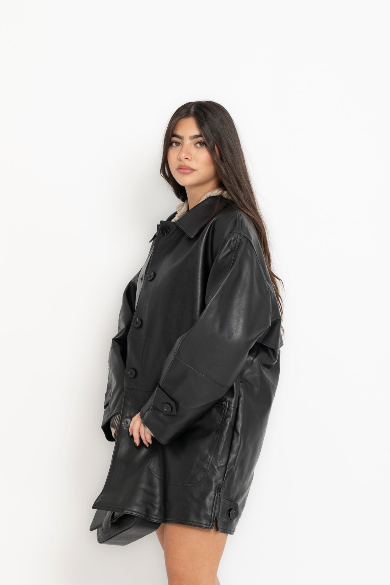 Giacca oversize in ecopelle