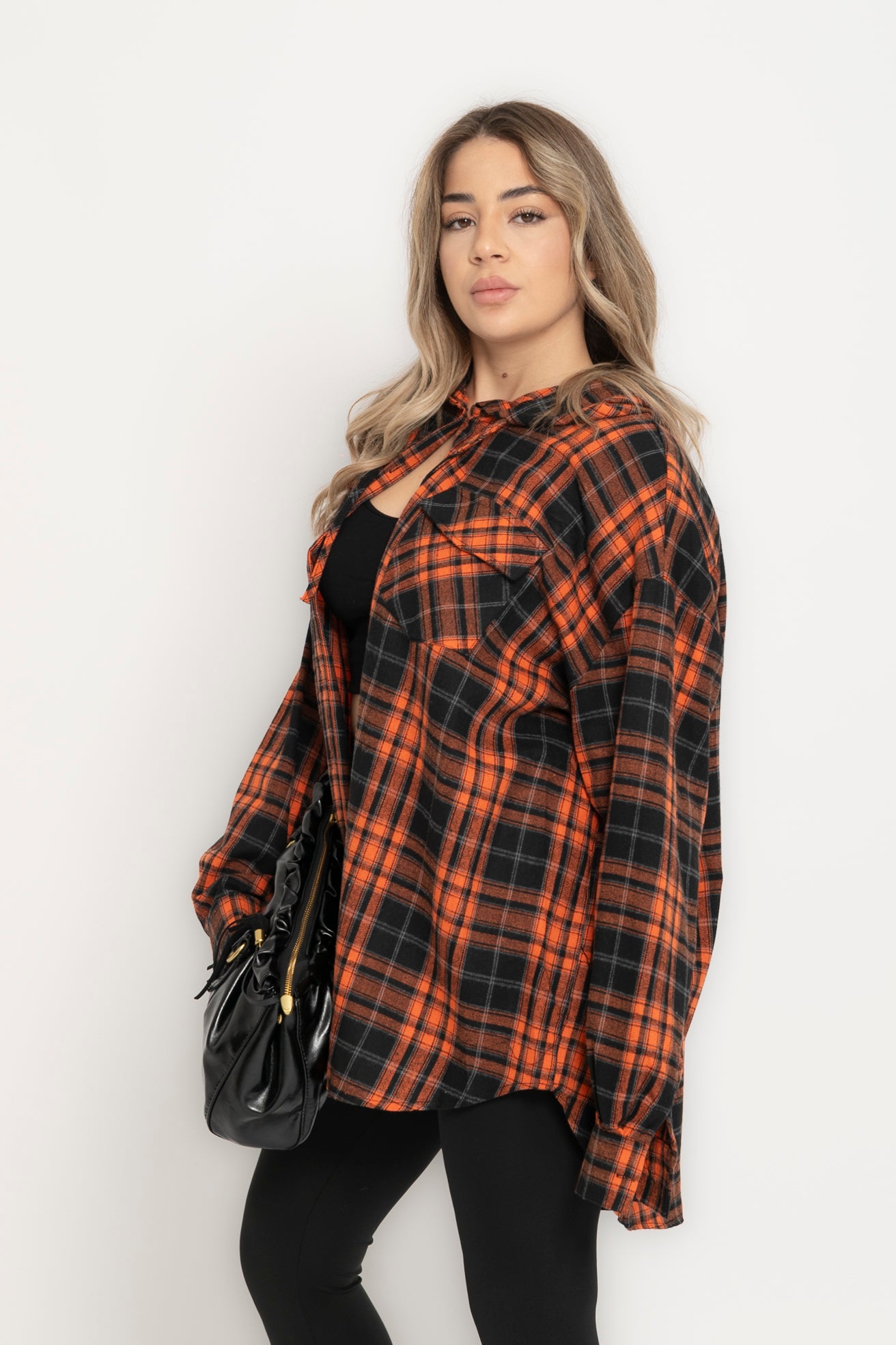 Camicia con cappuccio a quadroni