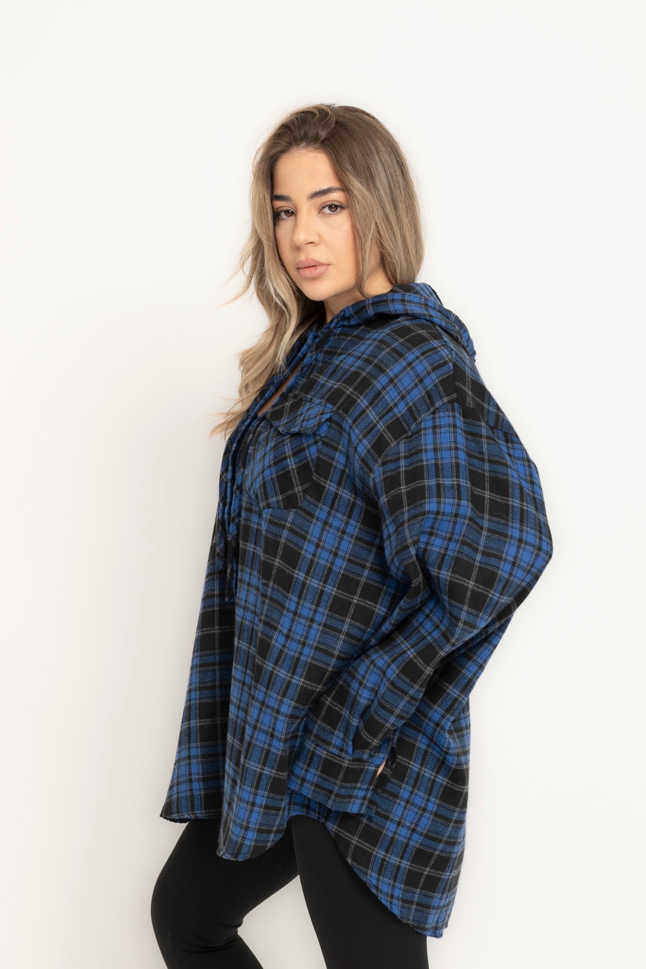 Camicia con cappuccio a quadroni