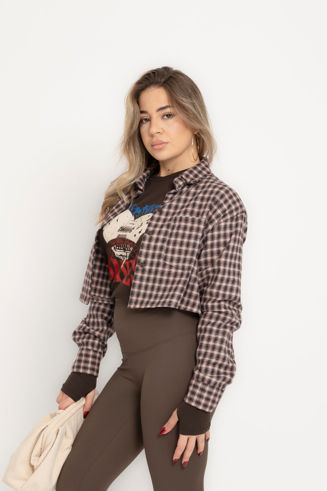 Camicia crop flanella