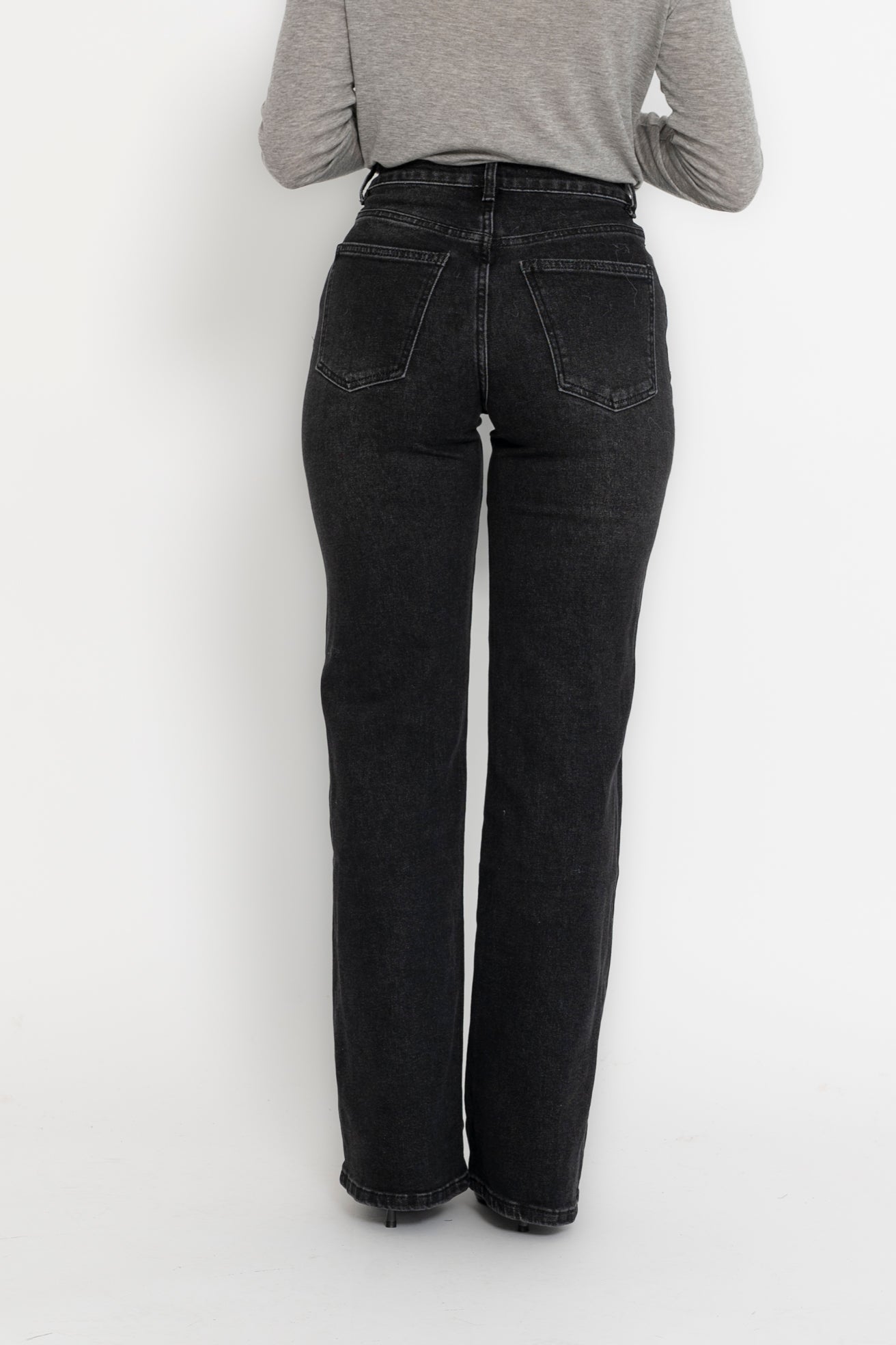 Jeans wide leg grigio scuro