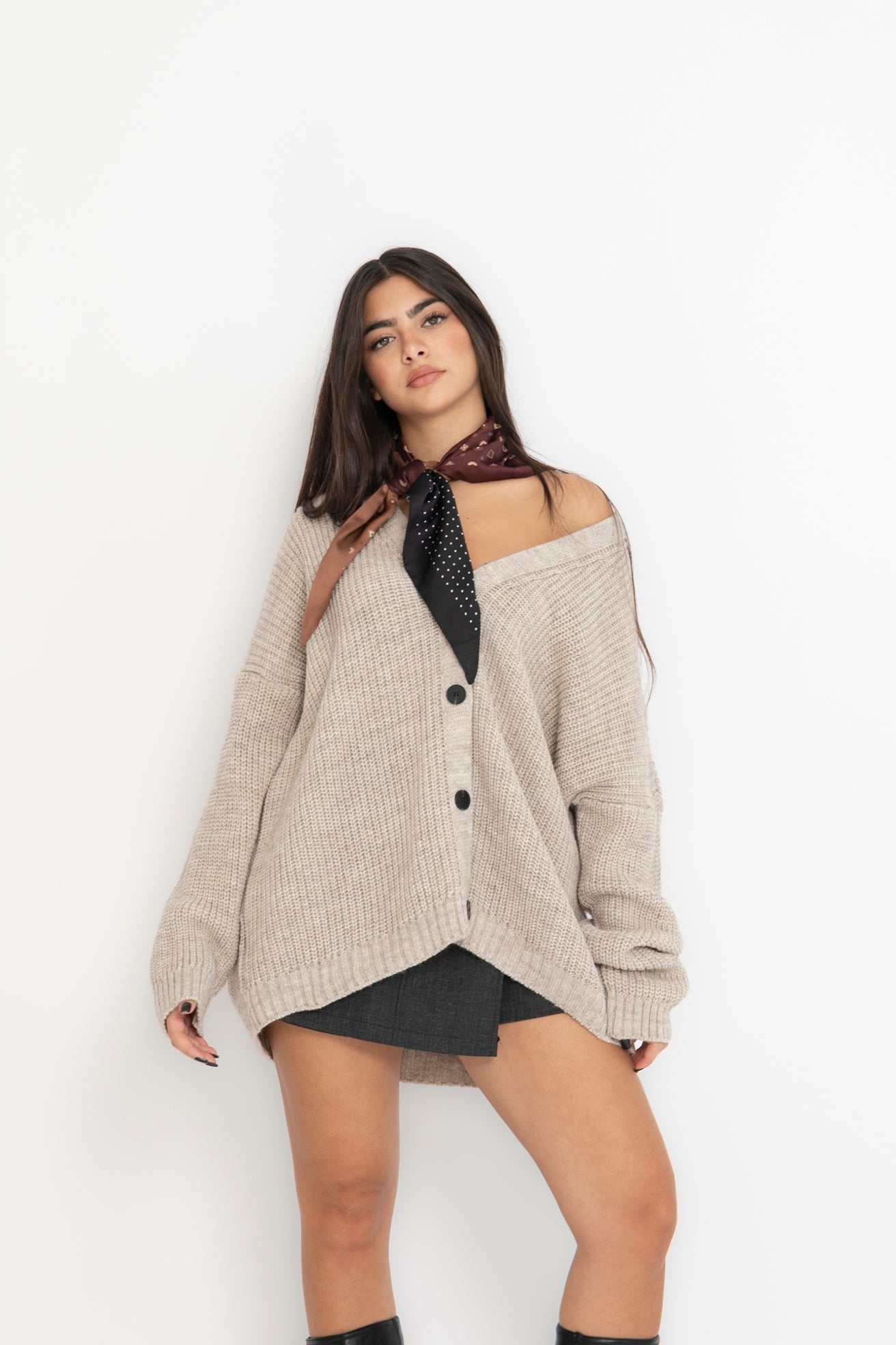 Cardigan con foulard Lumina