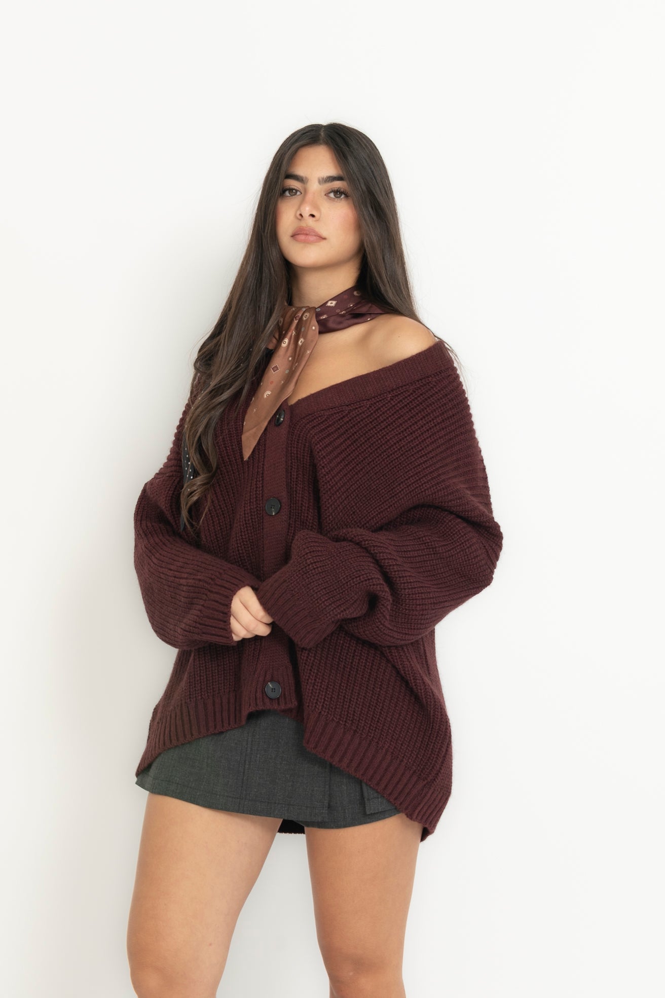 Cardigan con foulard Lumina