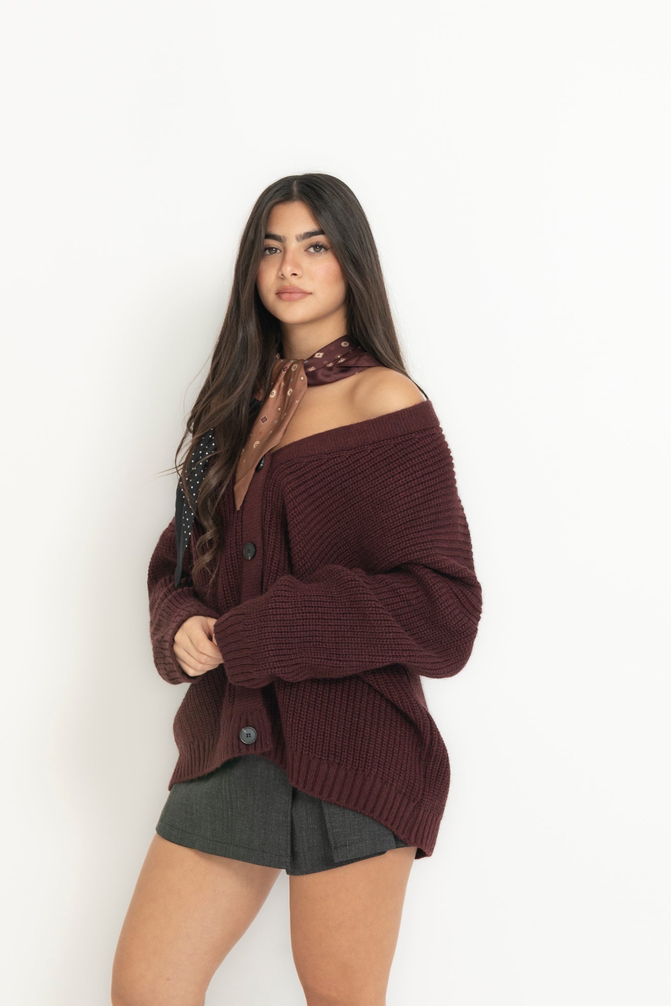 Cardigan con foulard Lumina