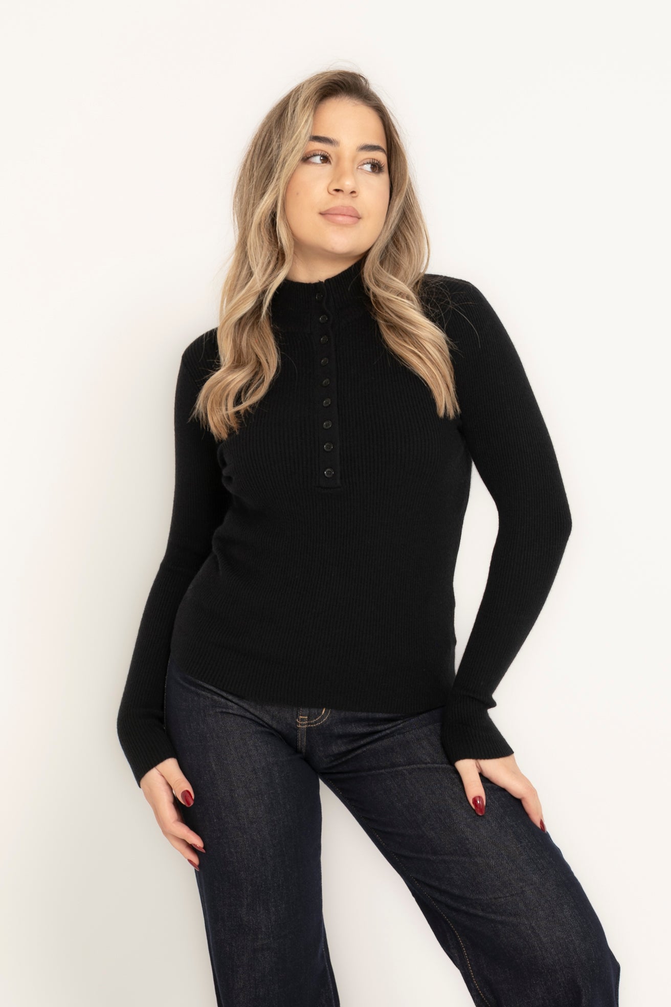 Maglia a costine con bottoni