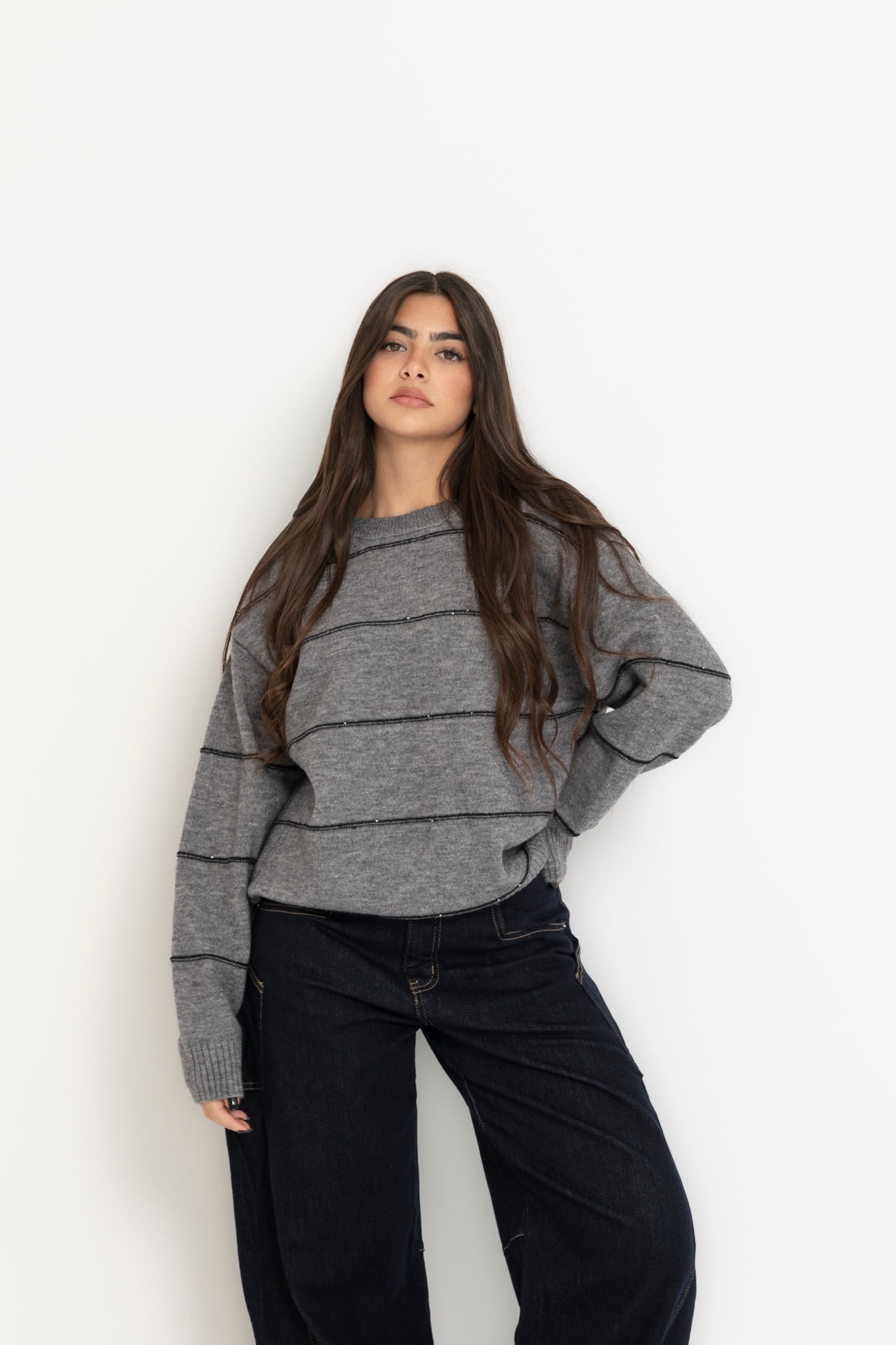 Pull righe e paillettes