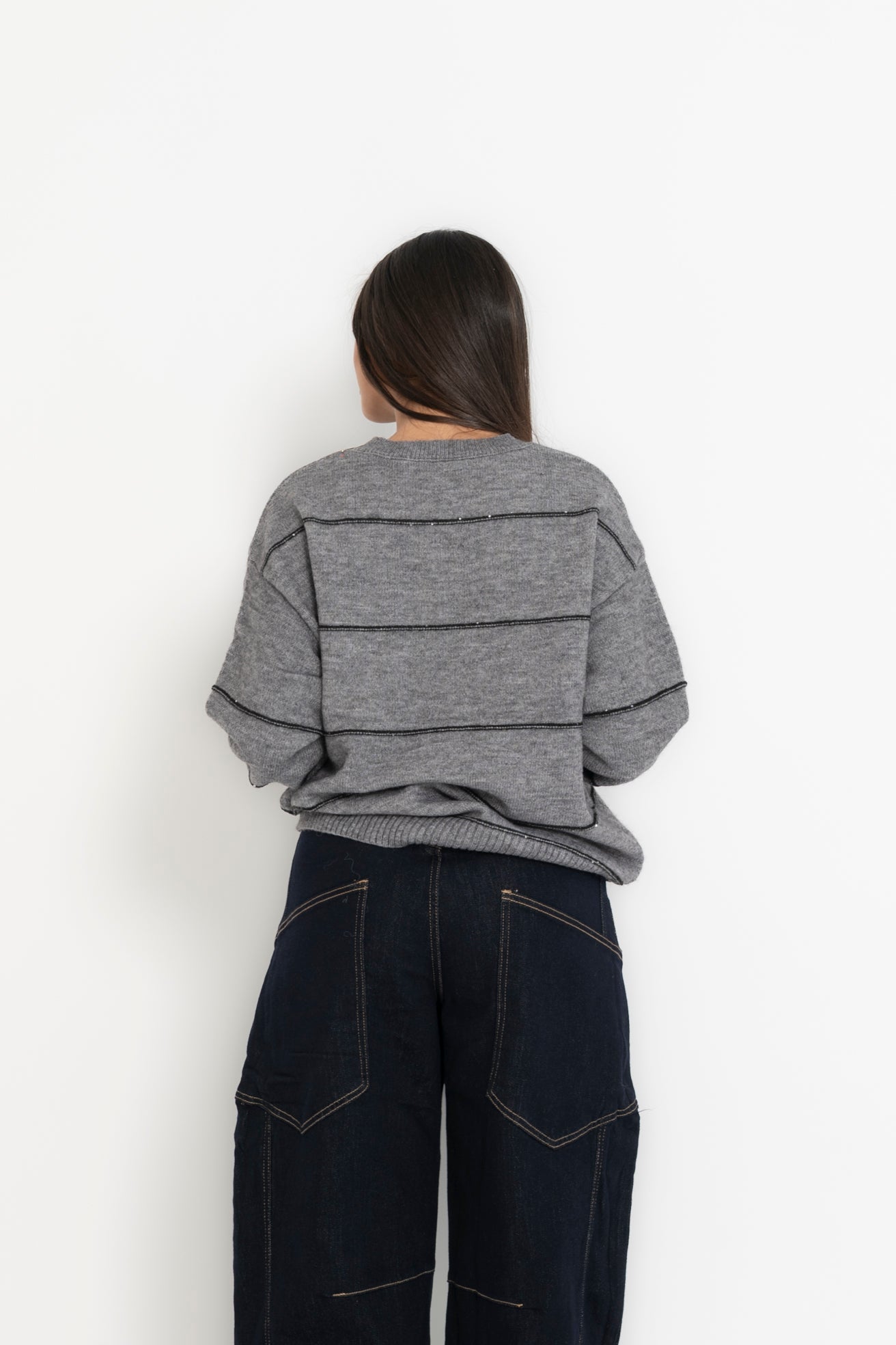 Pull righe e paillettes