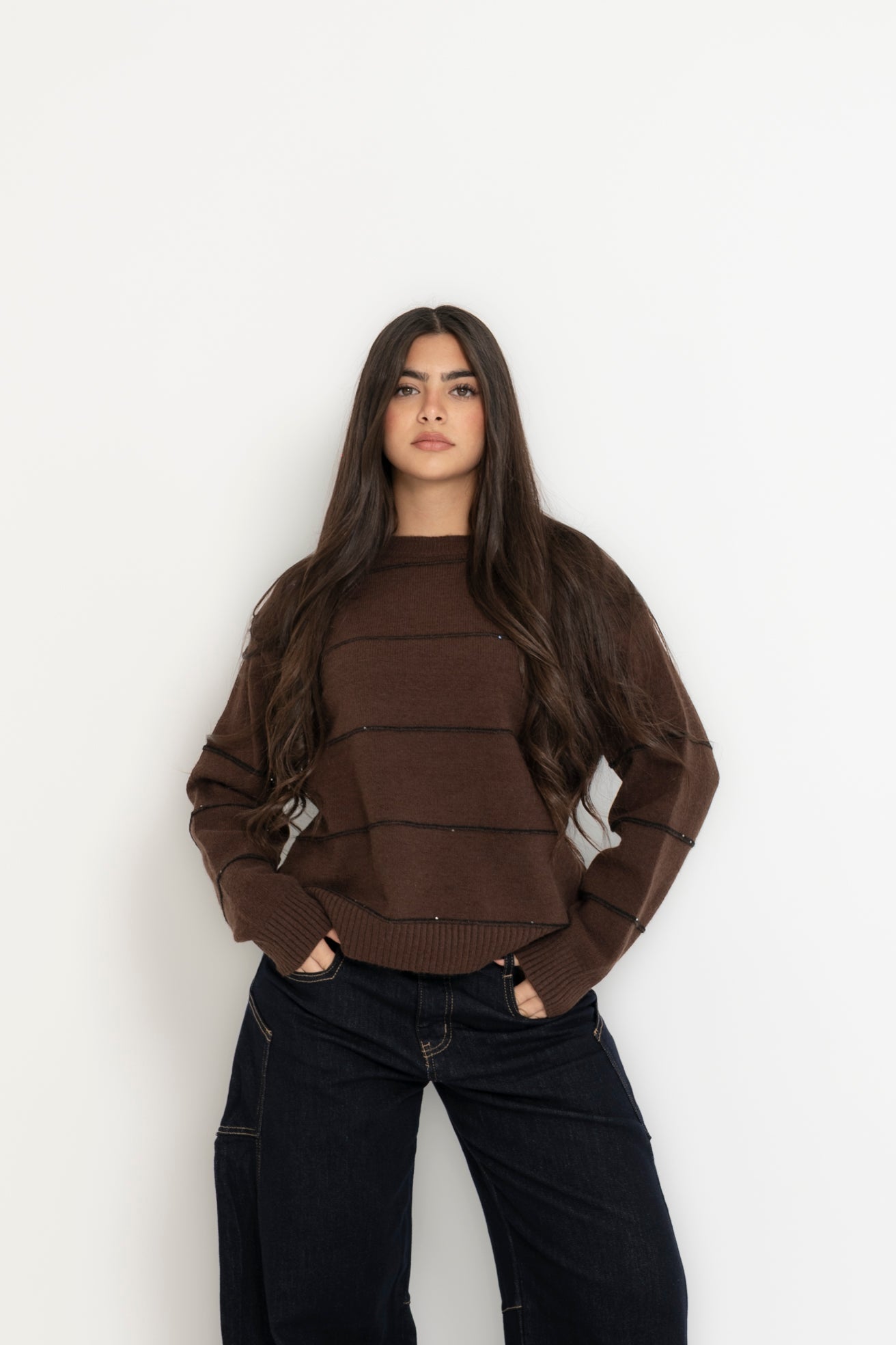 Pull righe e paillettes