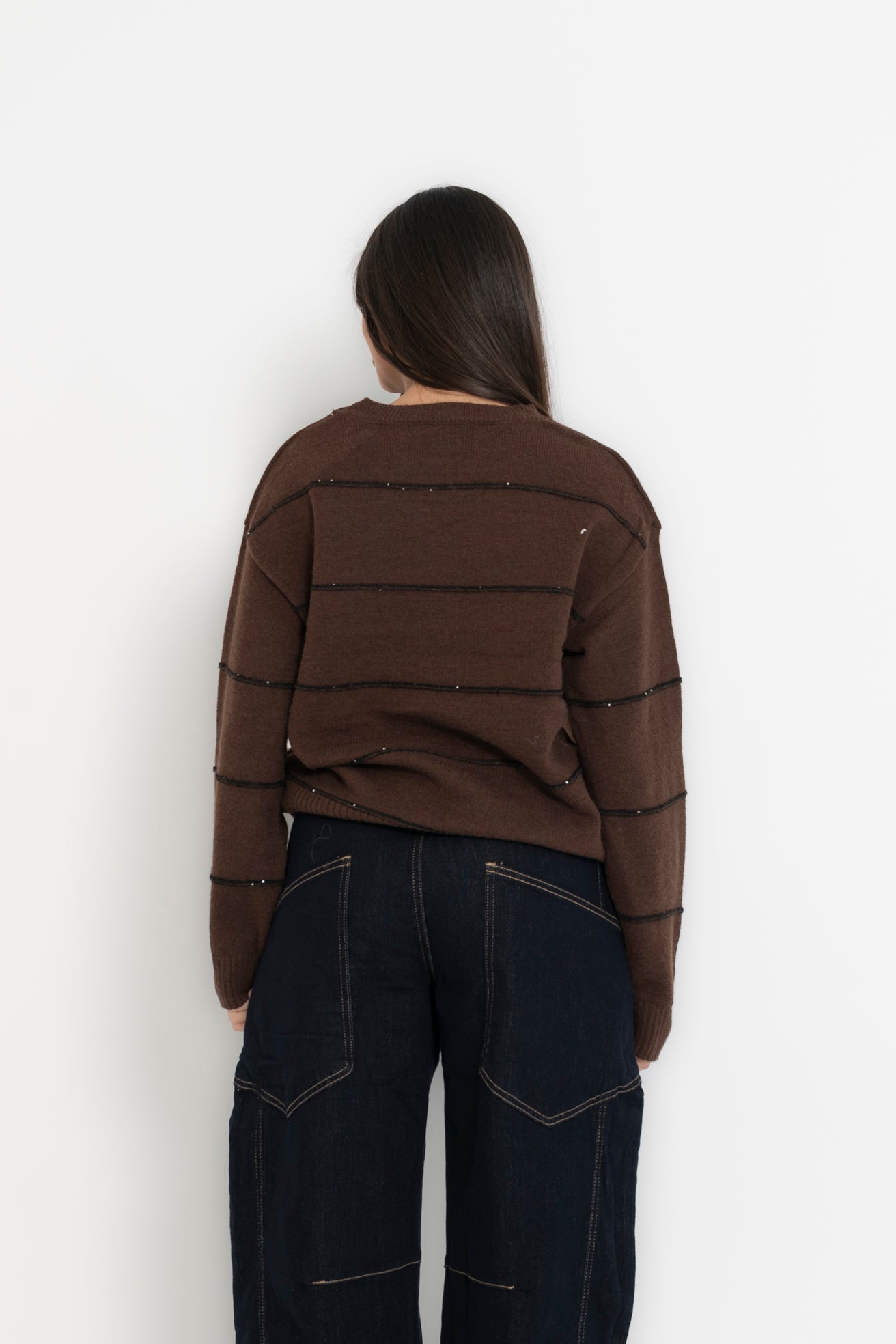 Pull righe e paillettes