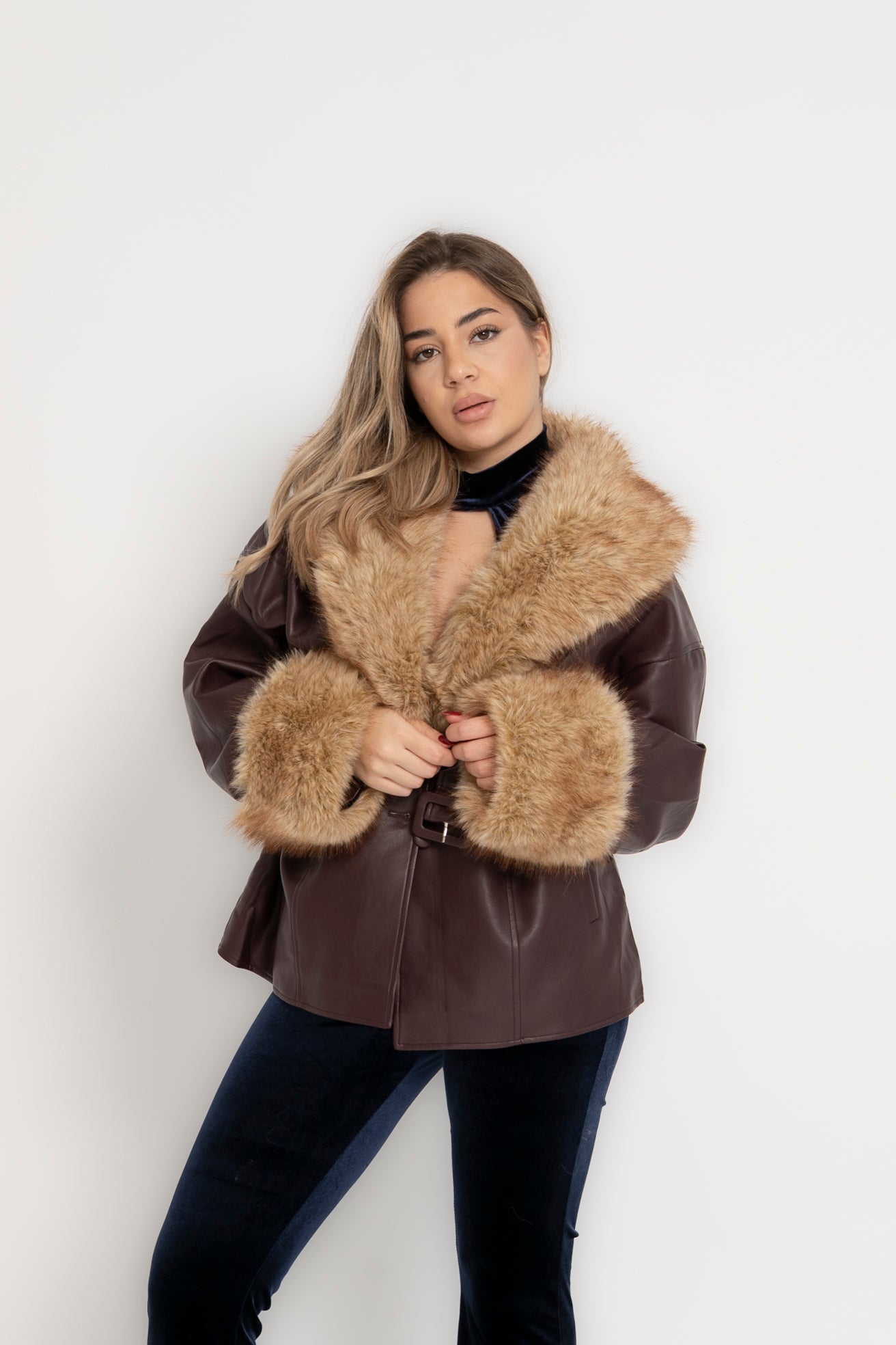 Giacca ecopelle e pelliccia