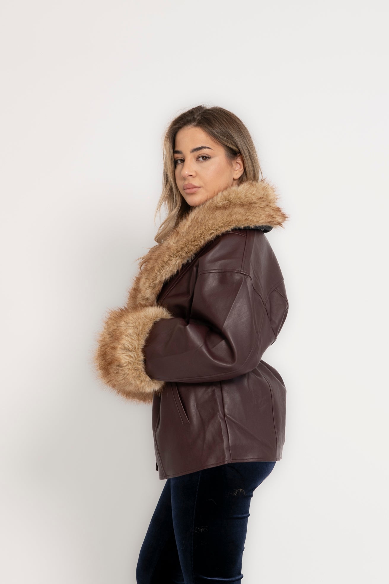 Giacca ecopelle e pelliccia