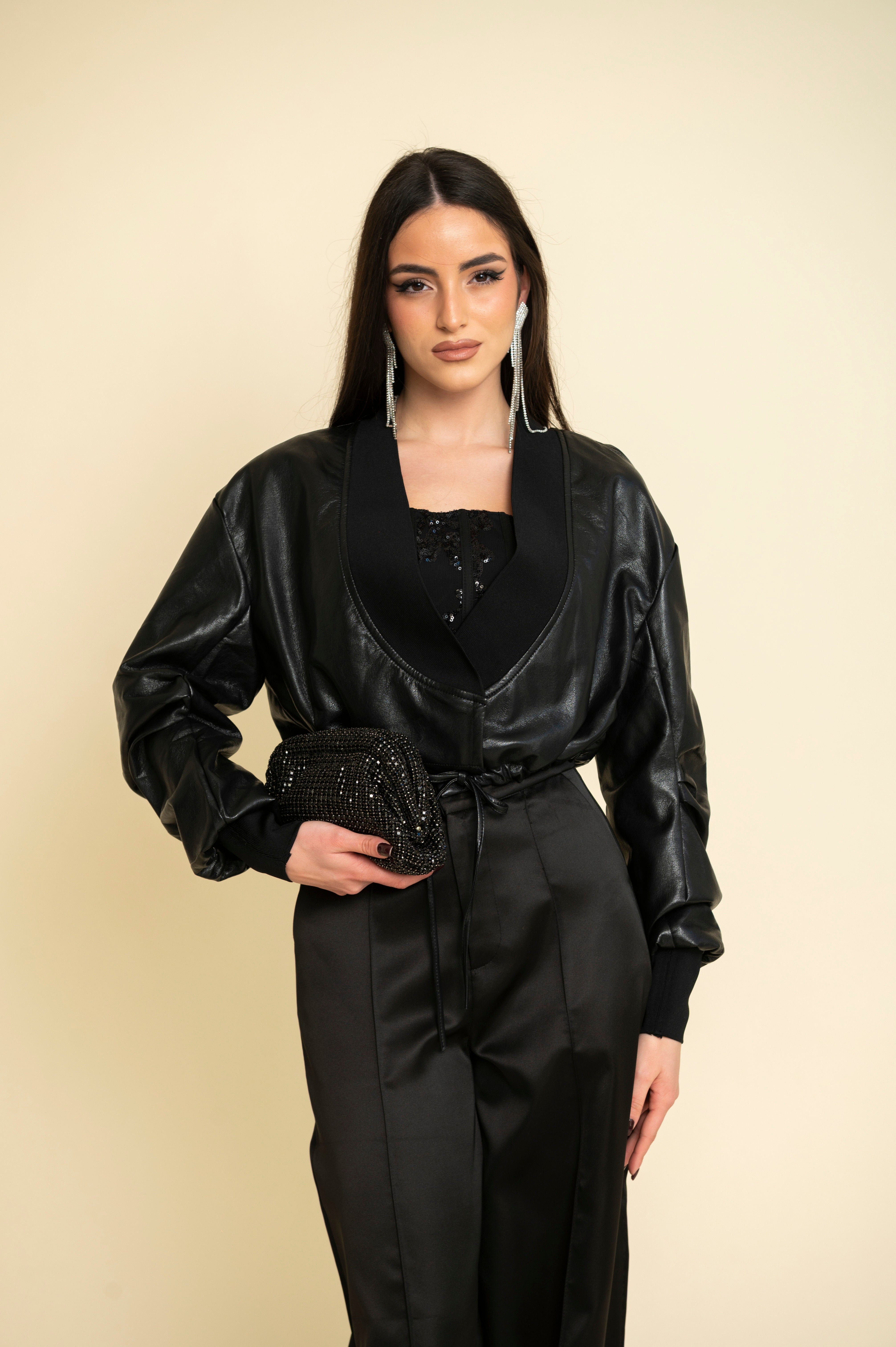 Giubbino crop ecopelle