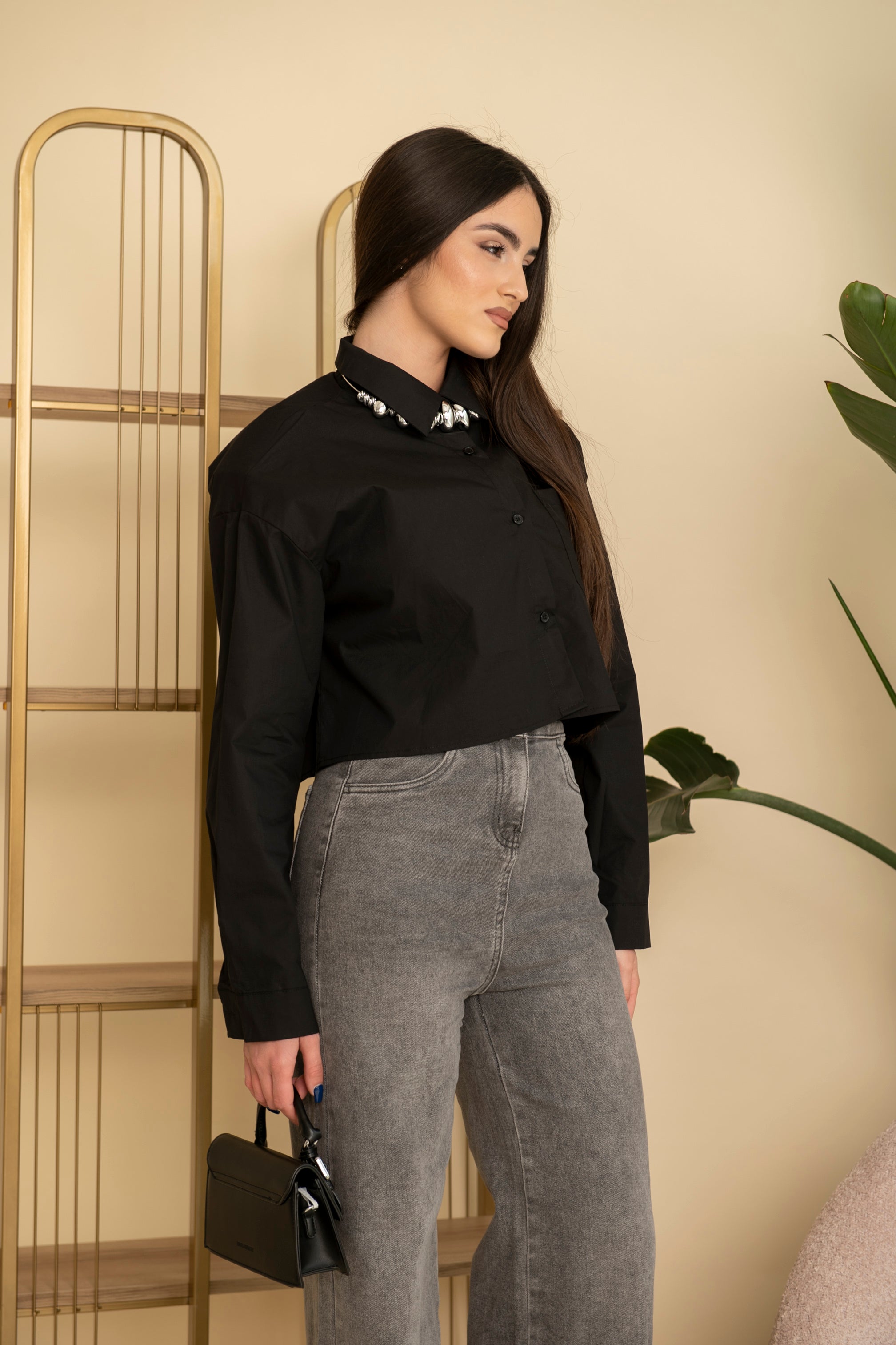 Camicia crop con spalline