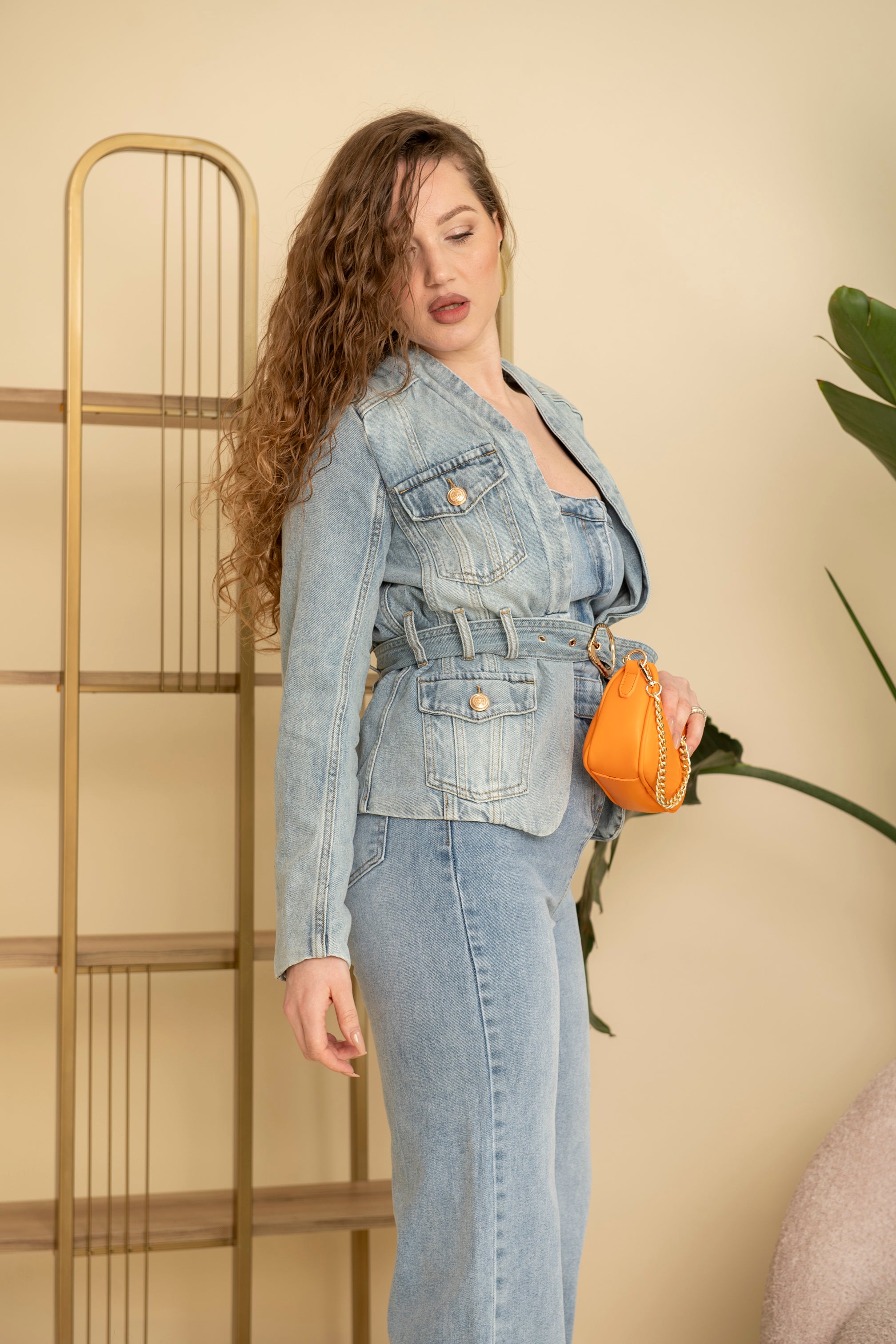 Giacca denim con cintura