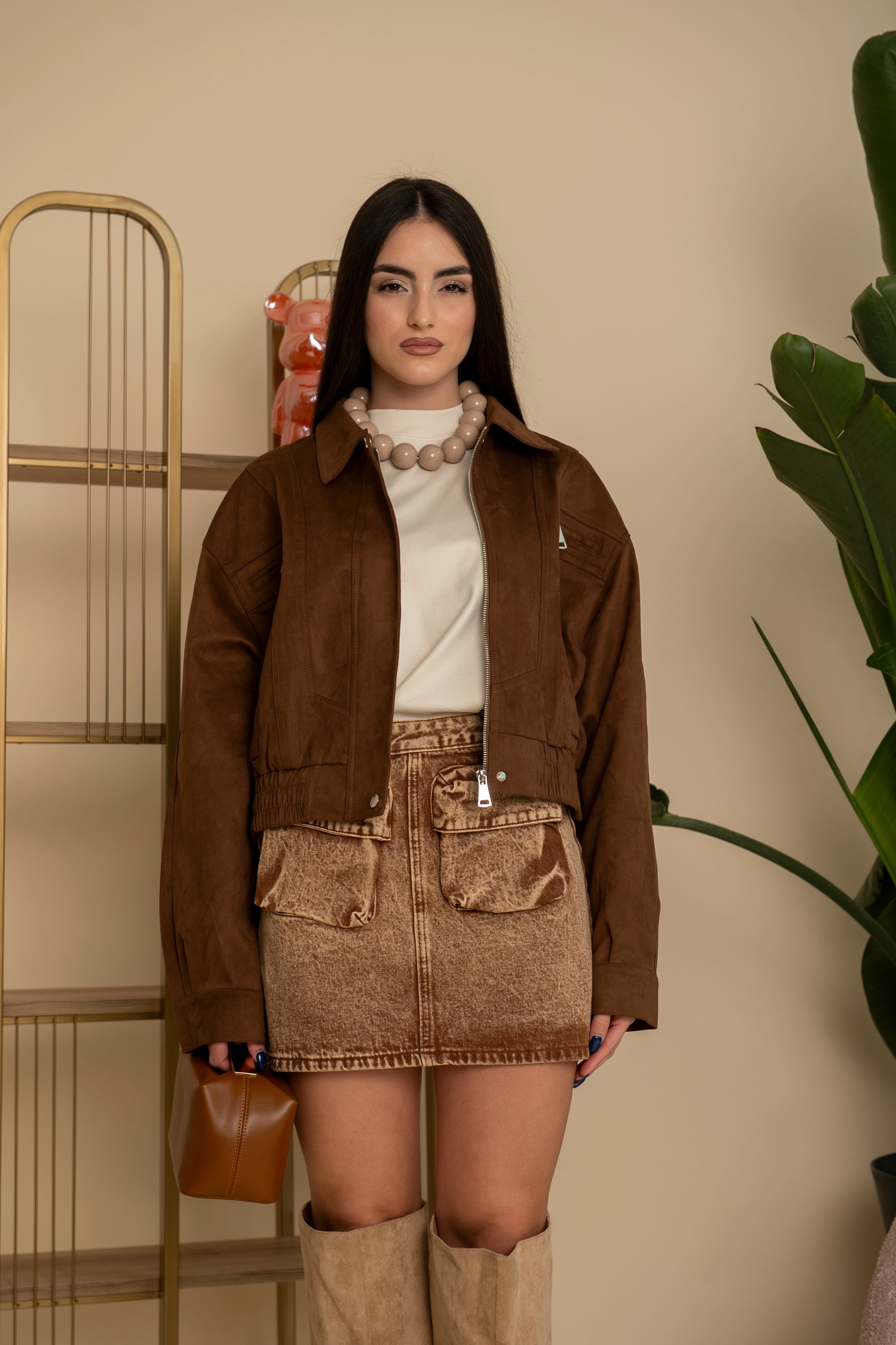 Bomber in camoscio