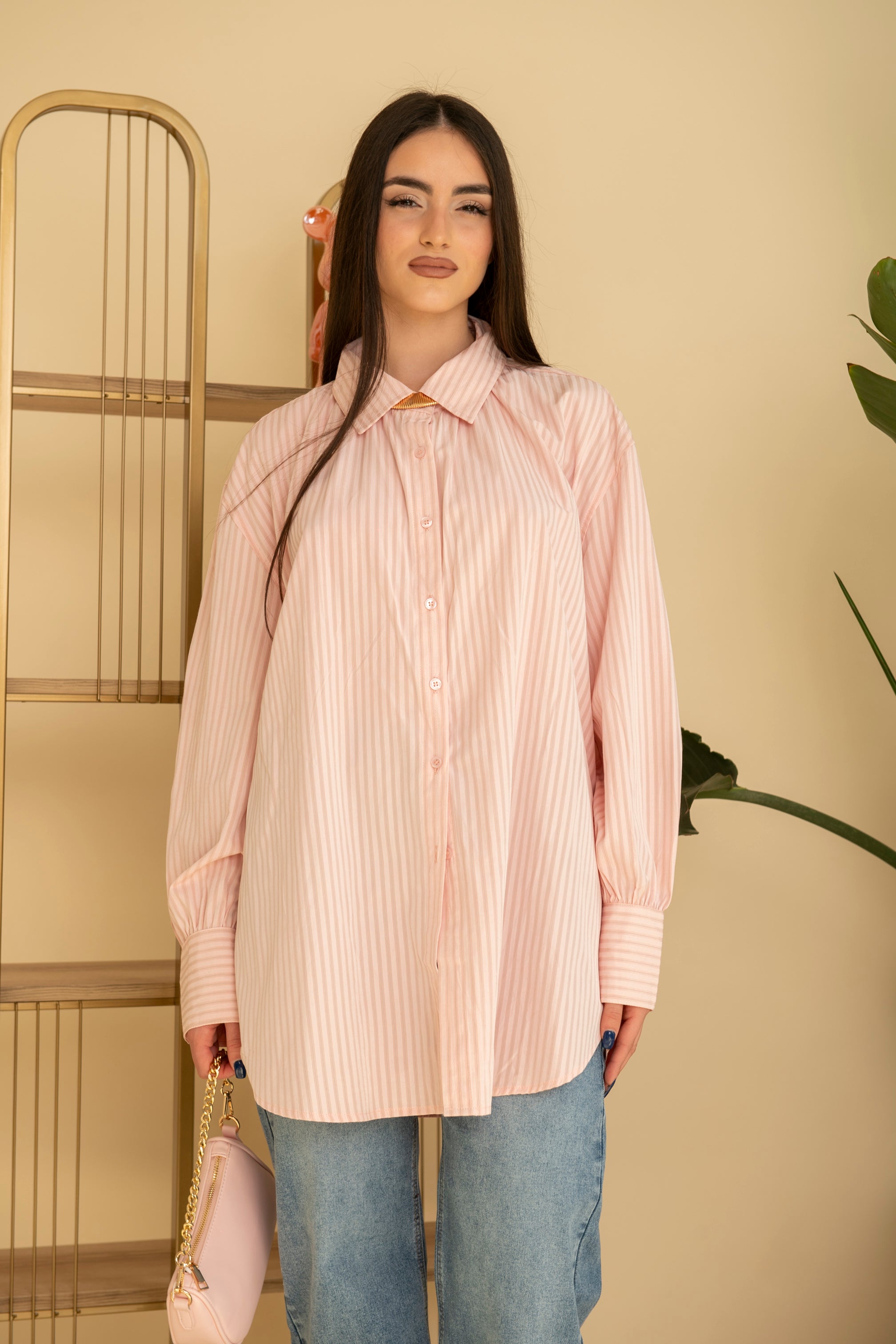 Camicia a righe rosa