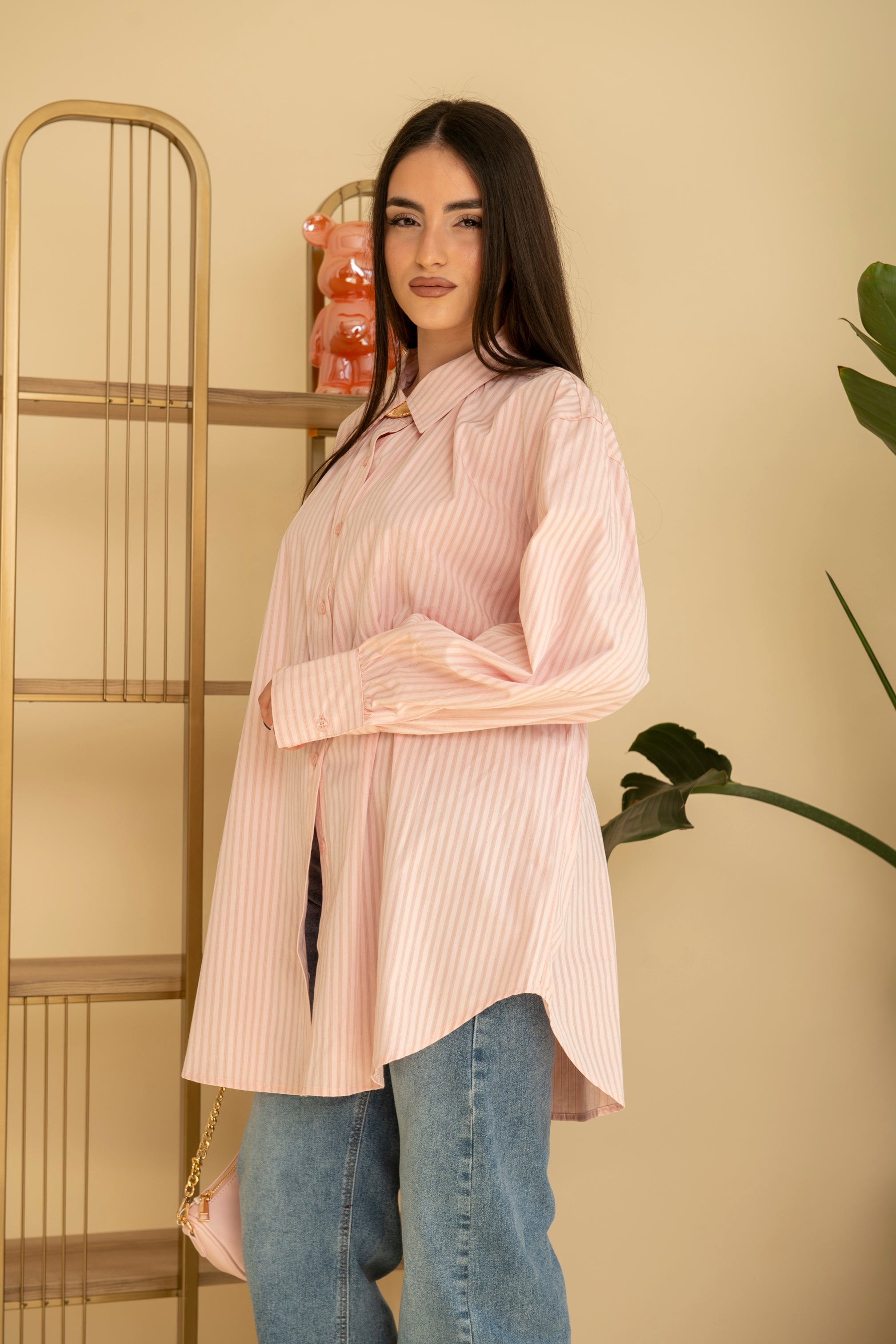 Camicia a righe rosa