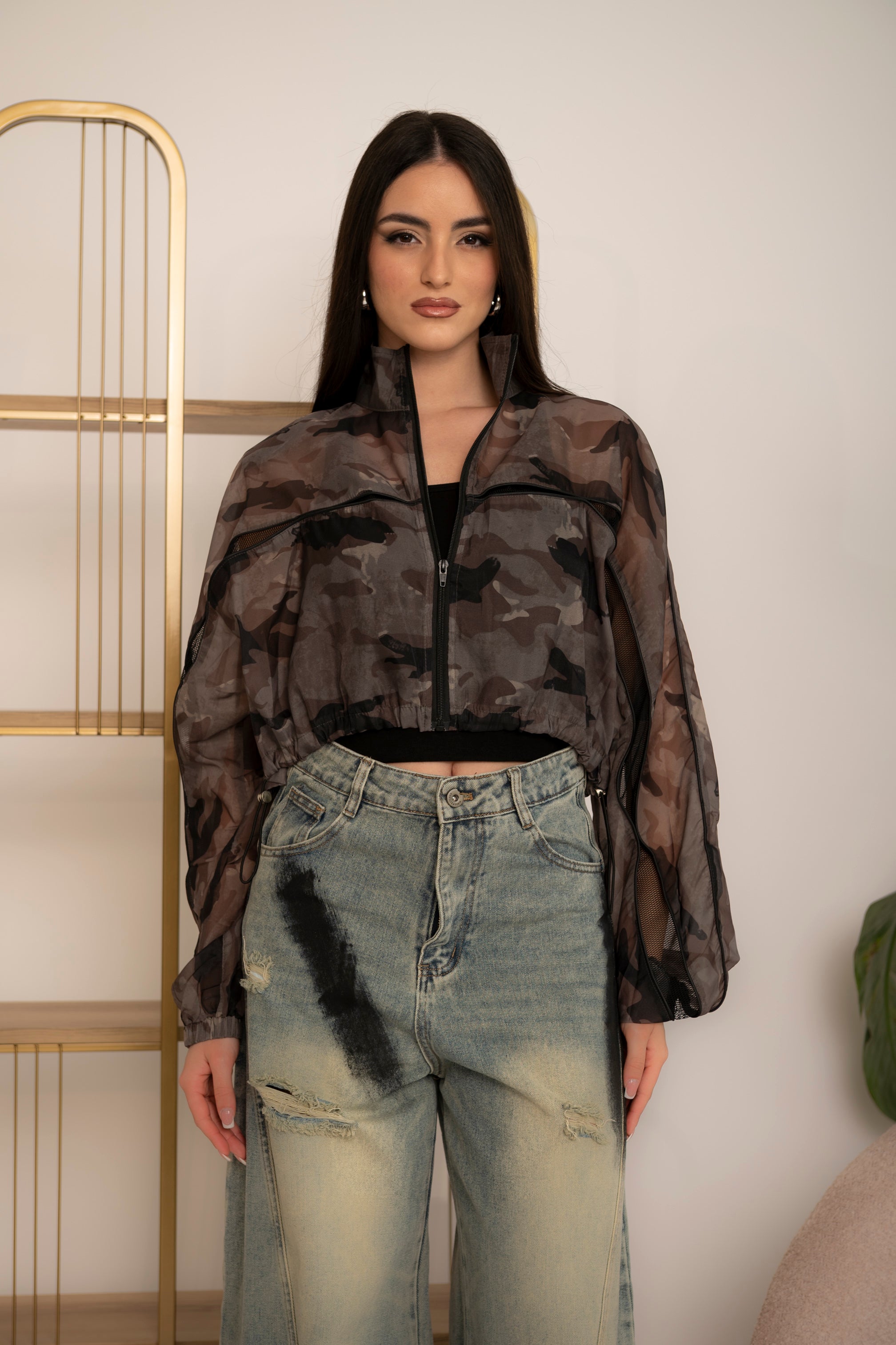 Giacca mimetica semitrasparente