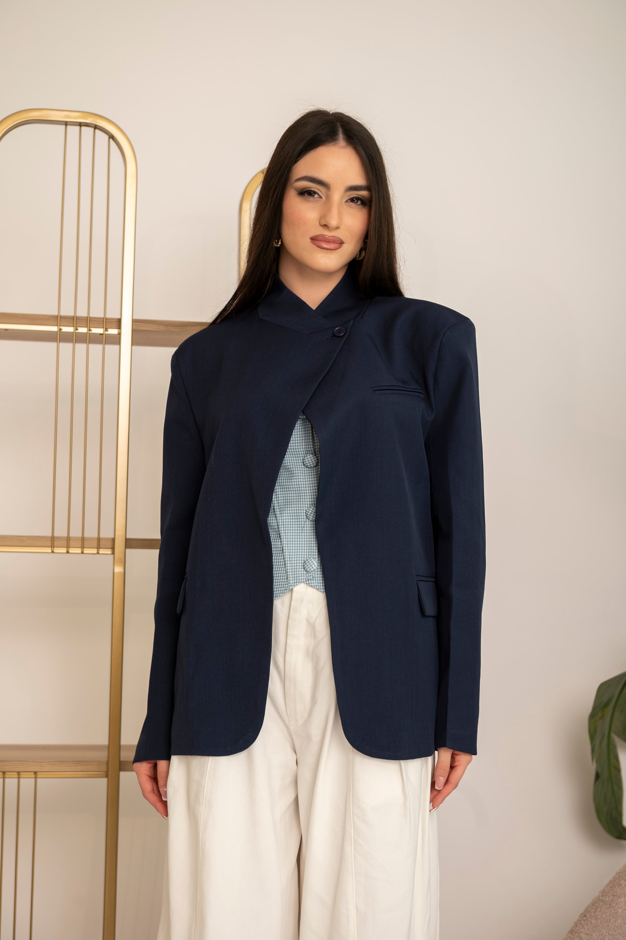 Giacca a collo alto bottone