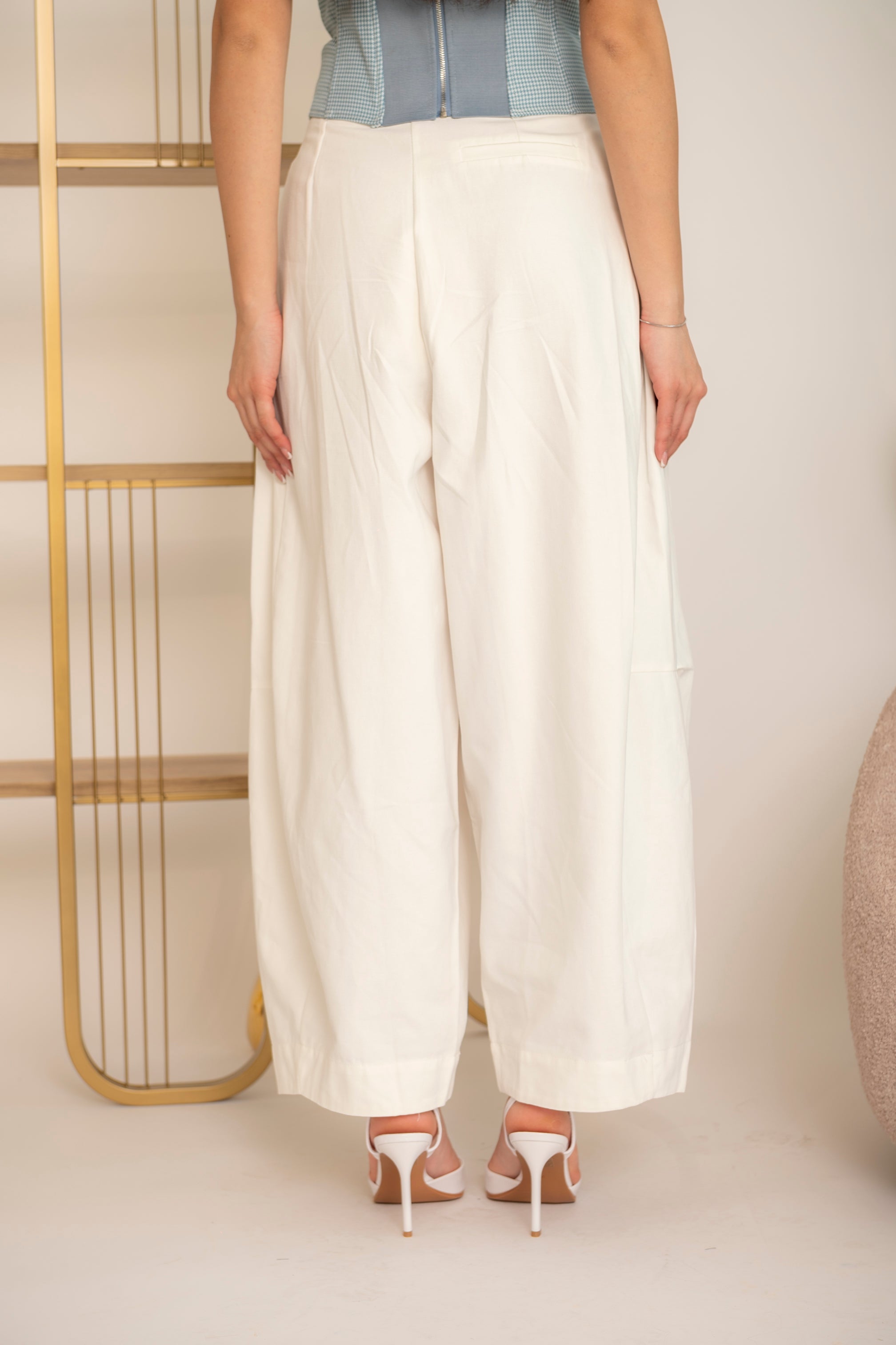 Pantalone ballon con pence white