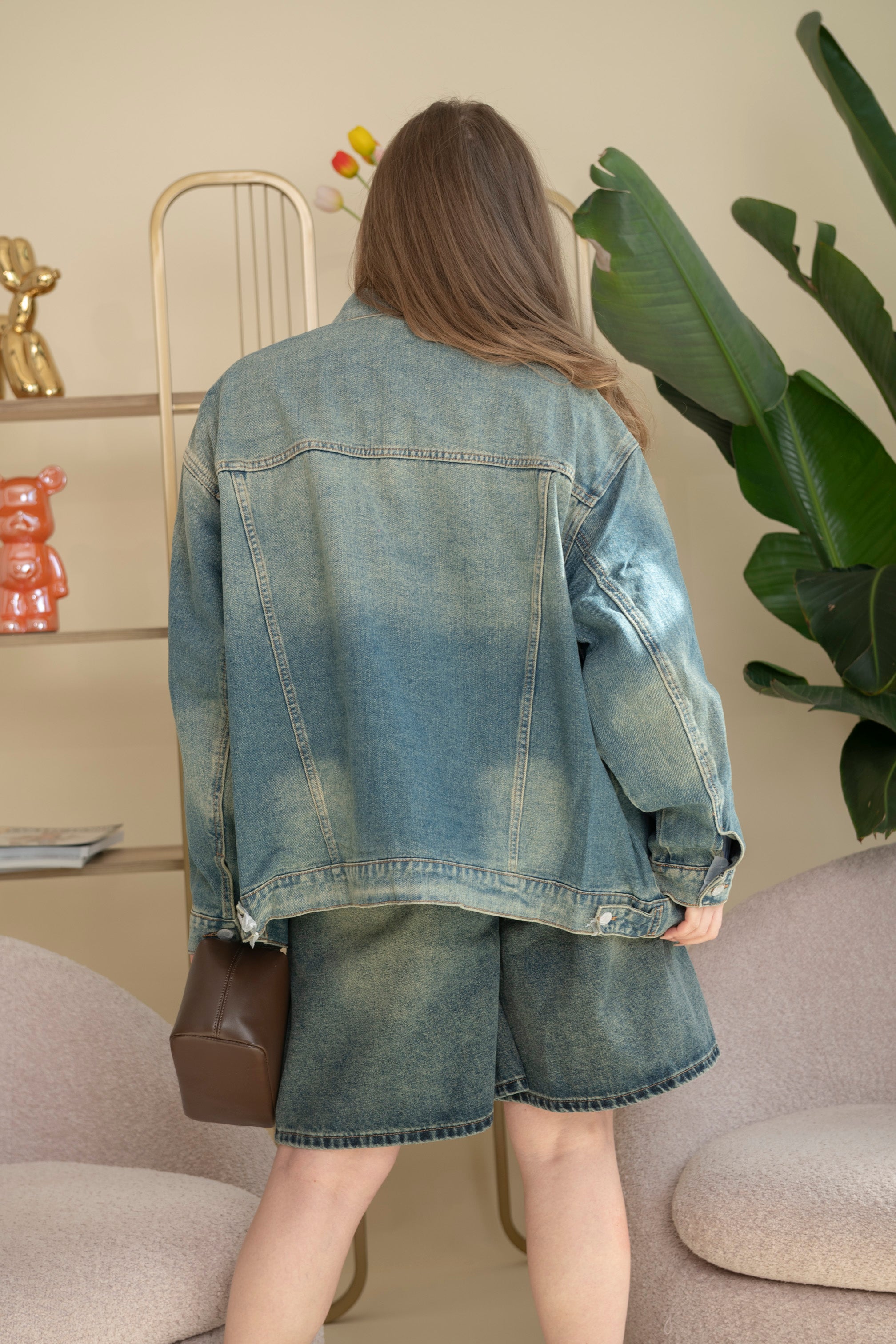 Giubbino in denim sabbiato