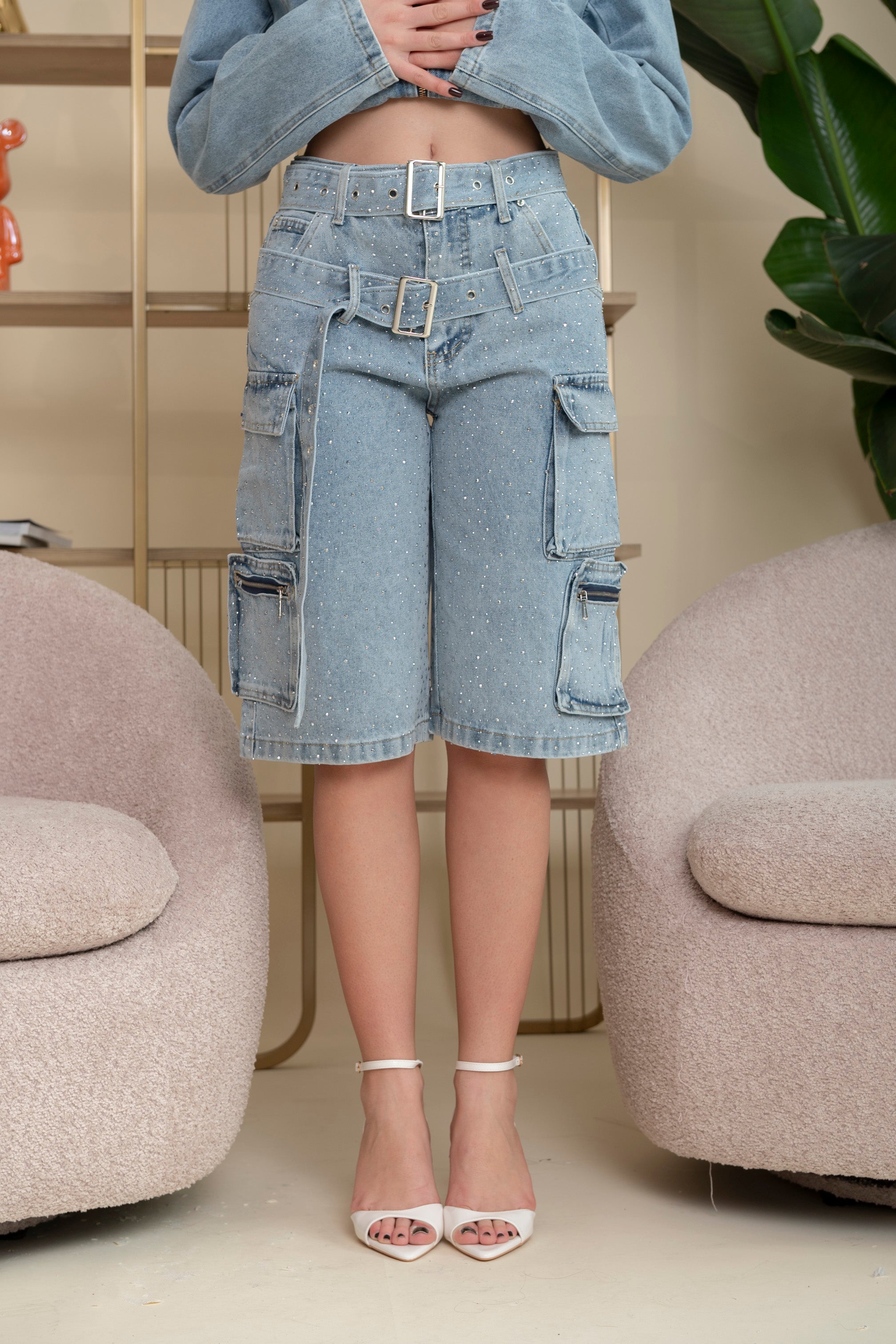 Bermuda cargo strass