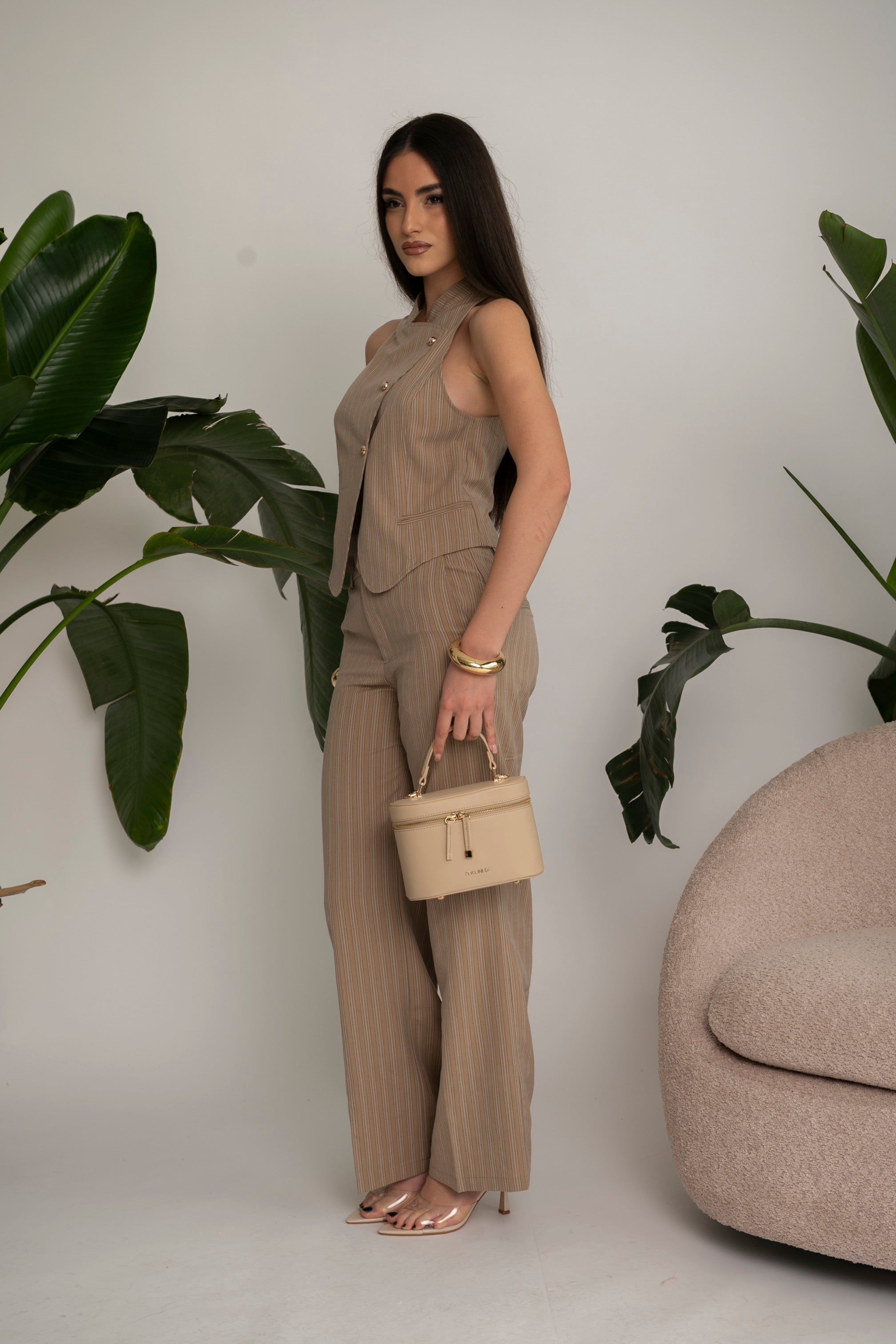Cordset gessato beige