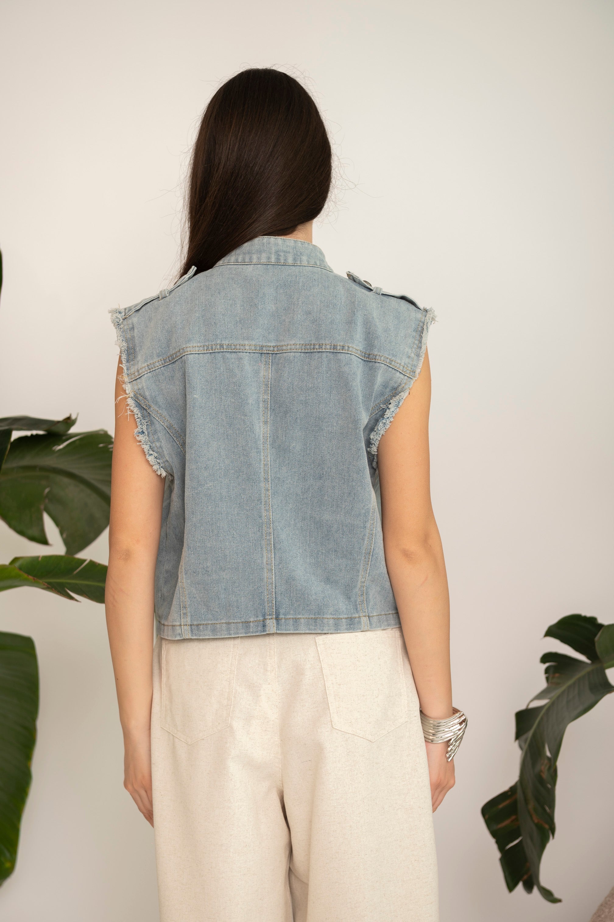 Gilet denim con bottoni