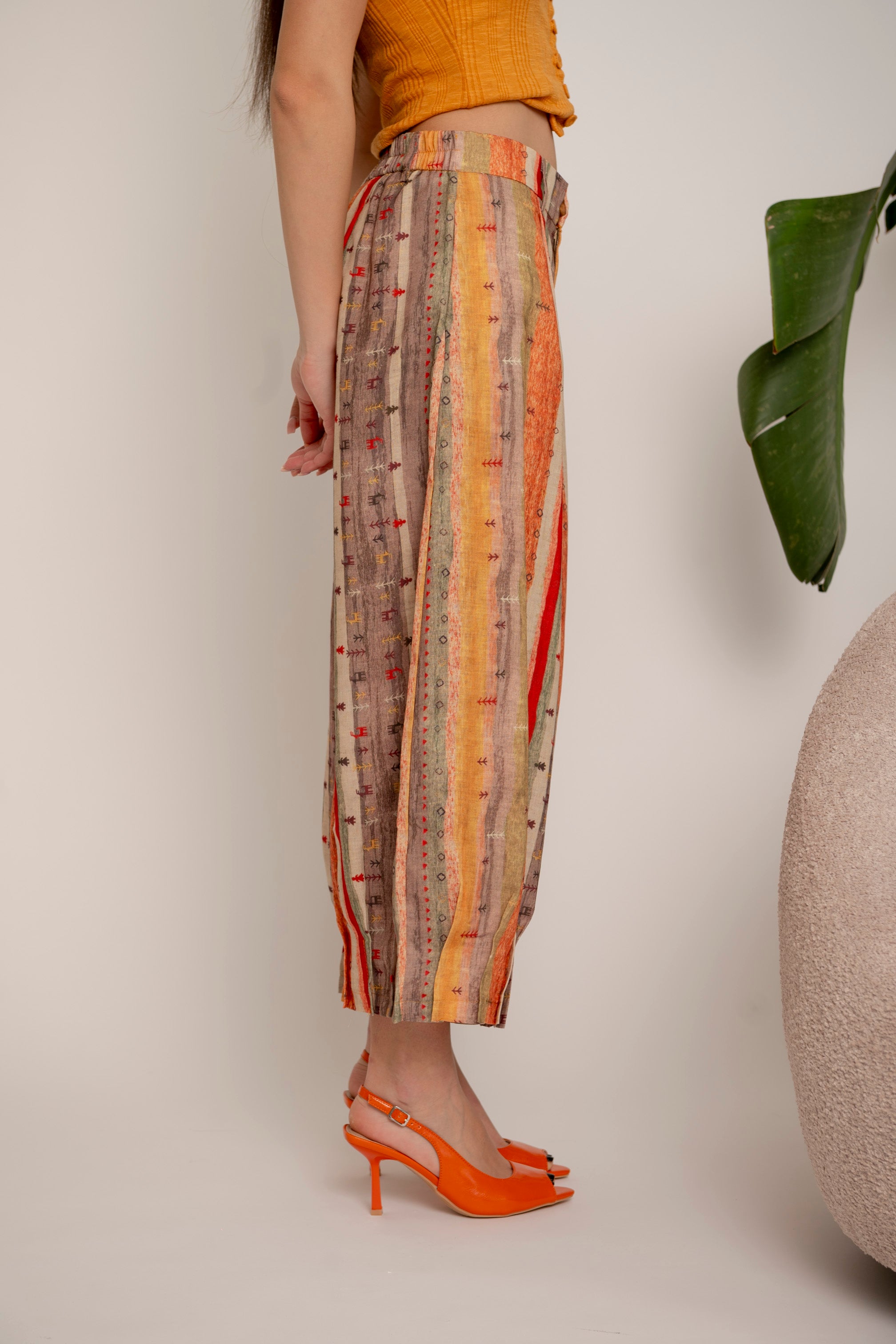 Pantalone in lino multicolor