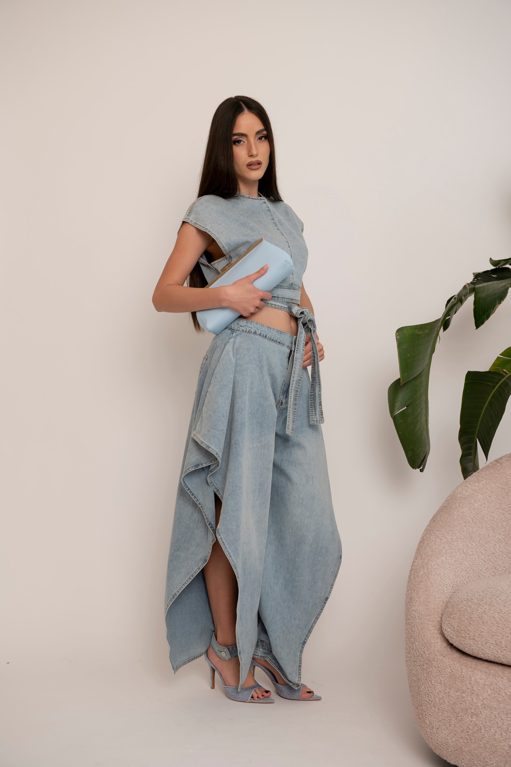 Cordset rouche in denim