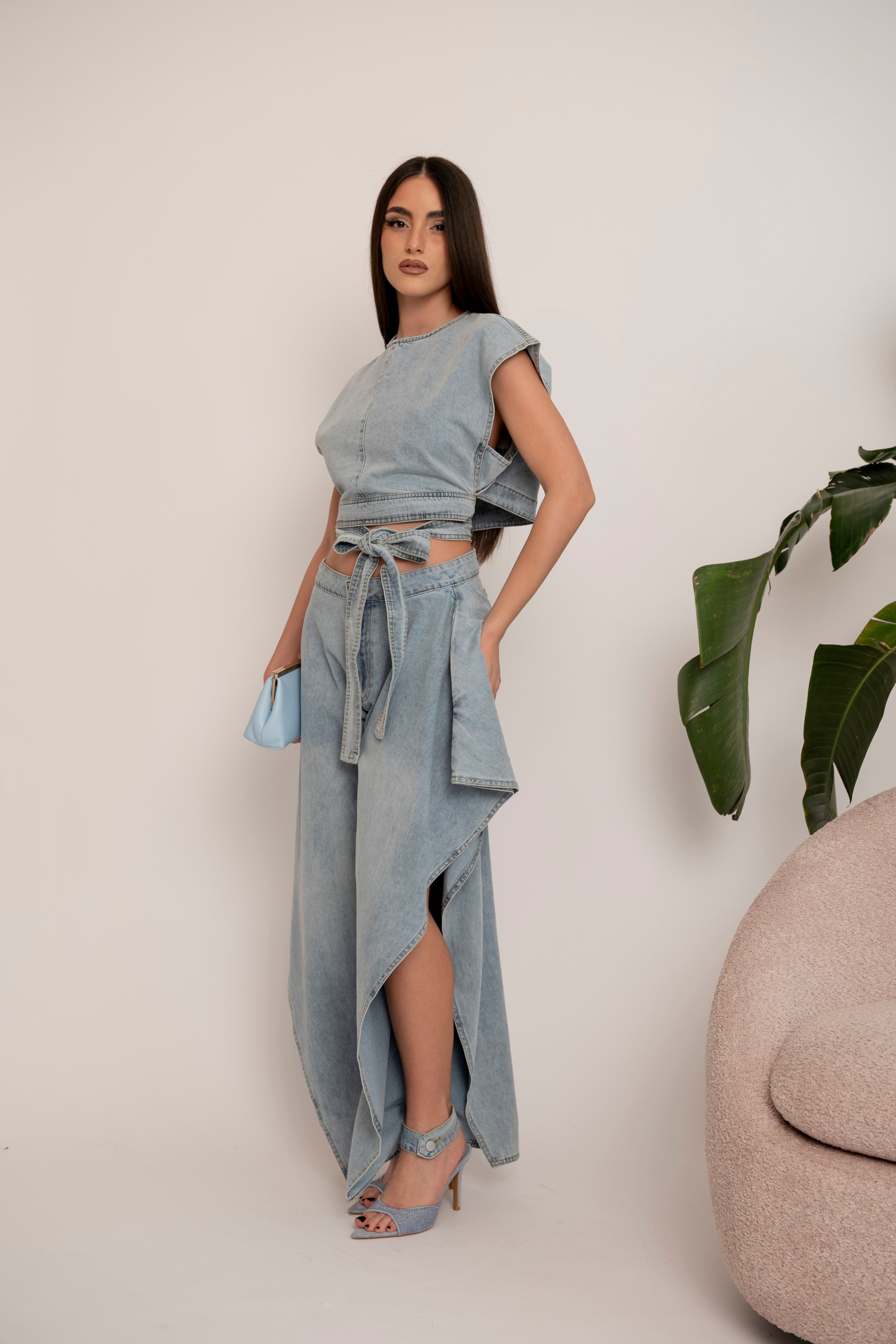 Cordset rouche in denim