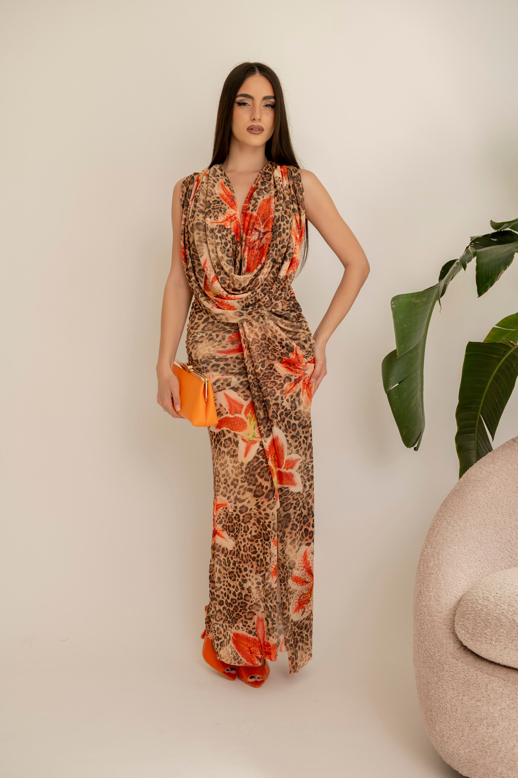 Abito con scollo animalier Lumina