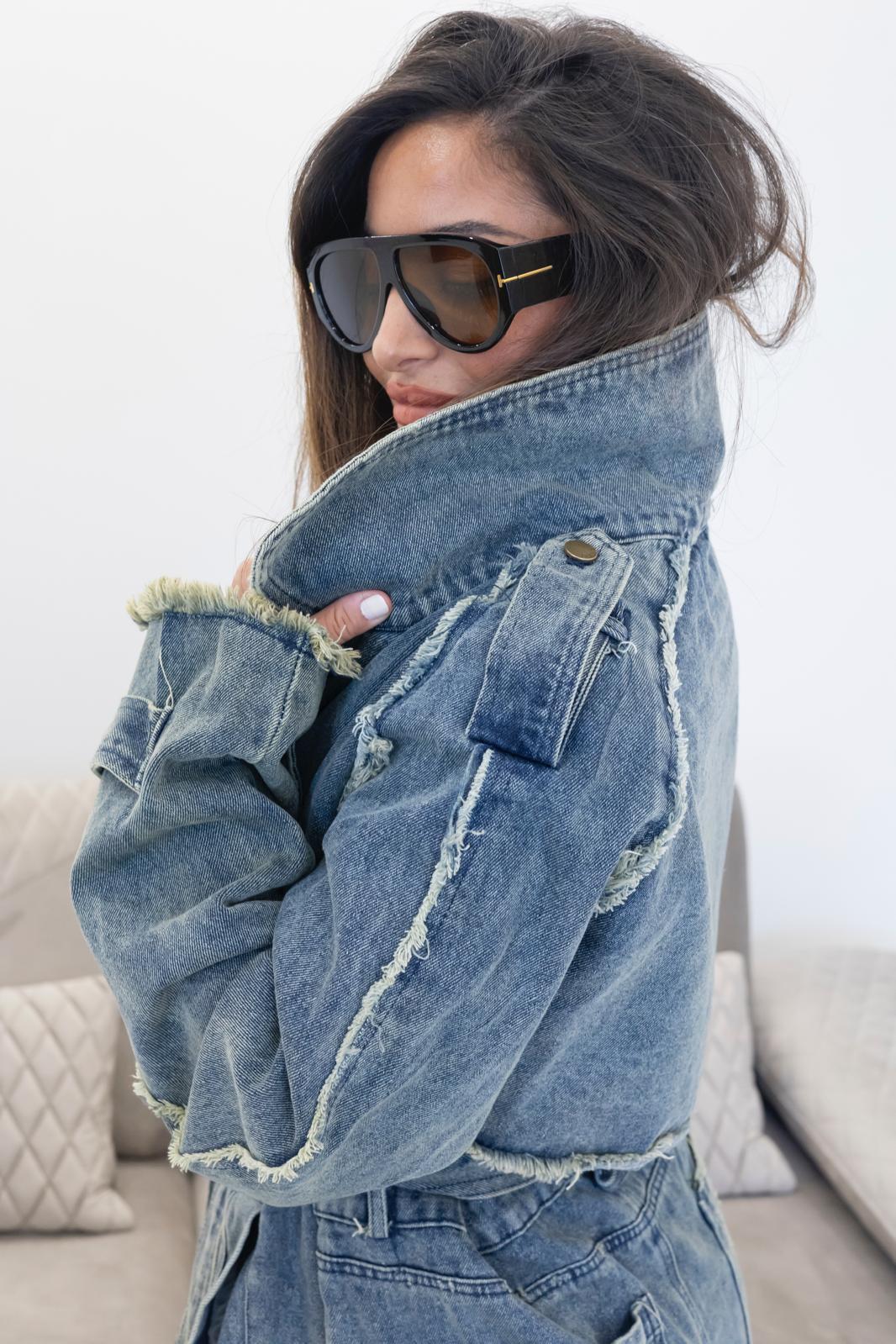 Trench denim sabbiato